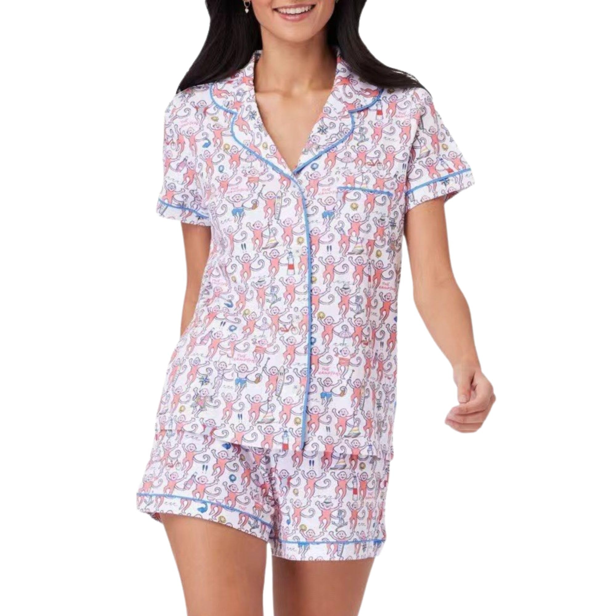 Conjunto De Pijama Ammiko Y2k Monkey Beach De Manga Curta Para Mulheres