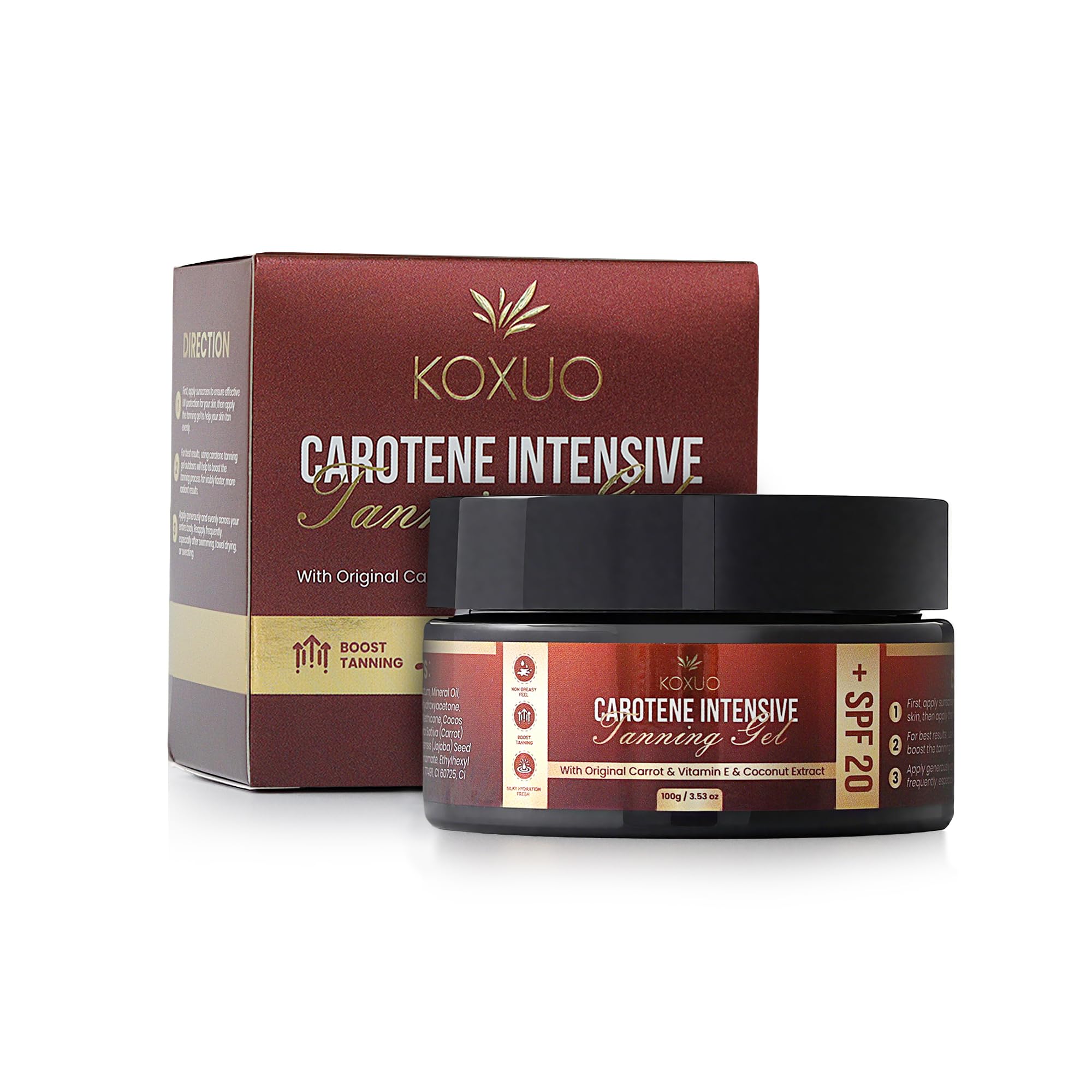 Gel Bronzeador Koxuo Caroteno Com Óleo De Coco E Vitamina E 200ml