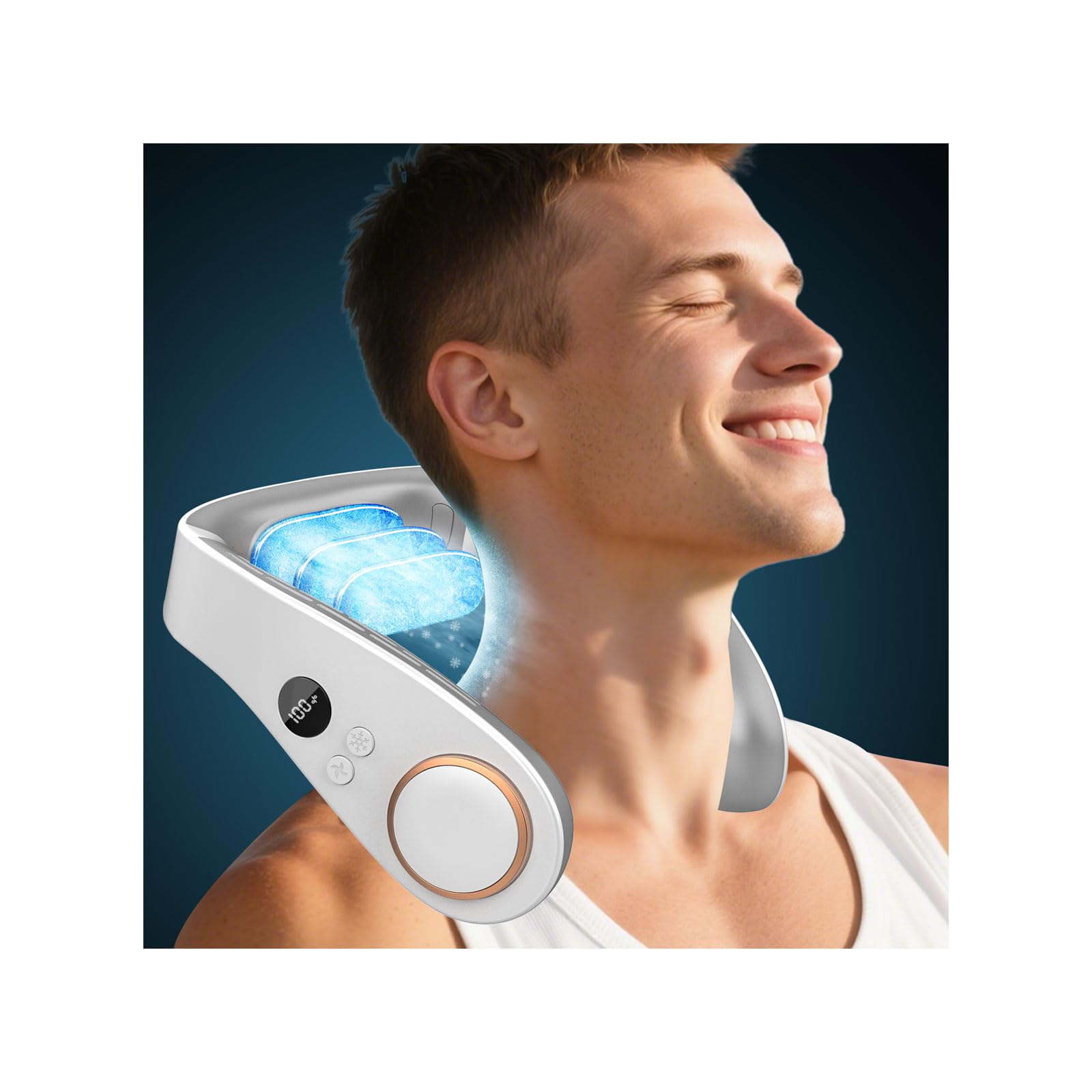 Ventilador De Pescoço Qmkkx Recarregável De Ar Condicionado Portátil Branco