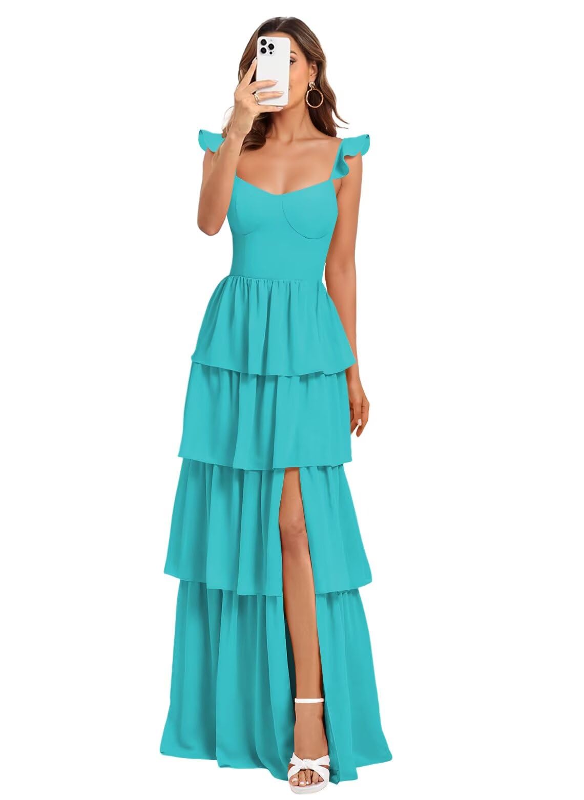 Vestido De Dama De Honra Dessiny Aqua Blue Spaghetti Straps Plus Size