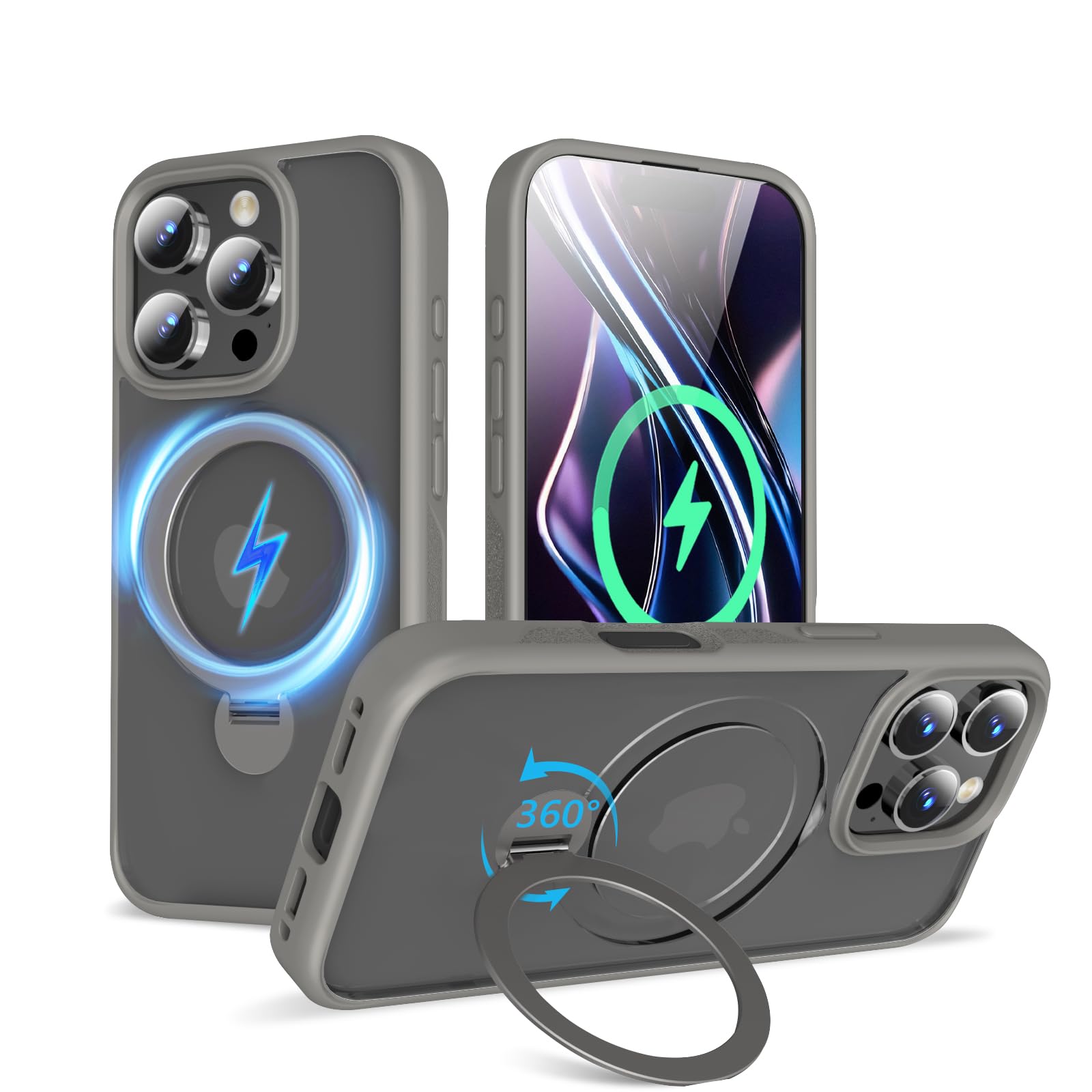 Capa De Telefone Taeliortech 2025 Para Iphone 16 Pro Com Suporte Cinza