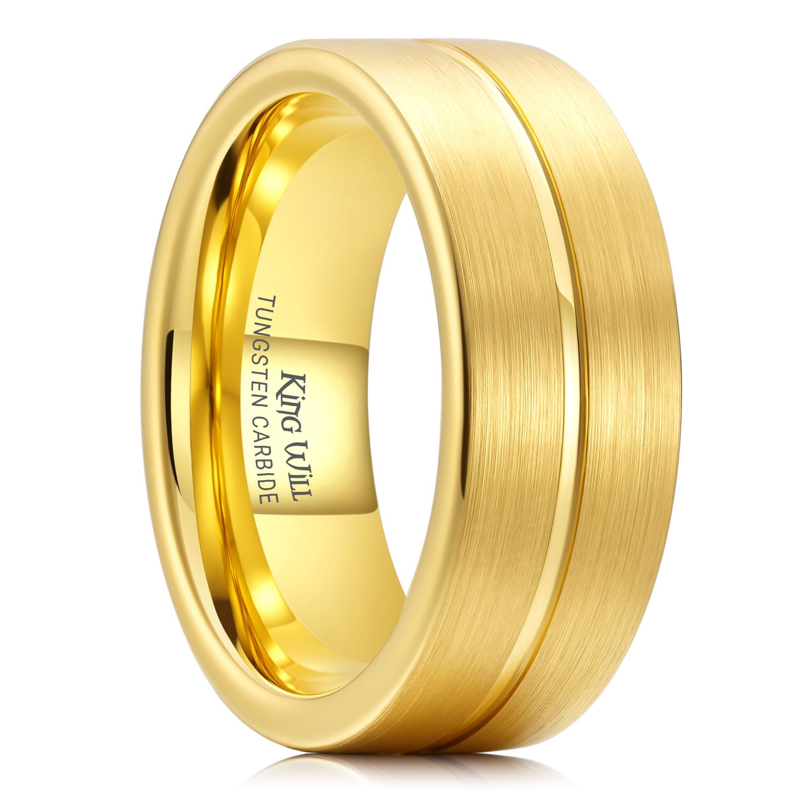 Aliança De Casamento King Will Gold Em Carboneto De Tungstênio 8mm Para Homens