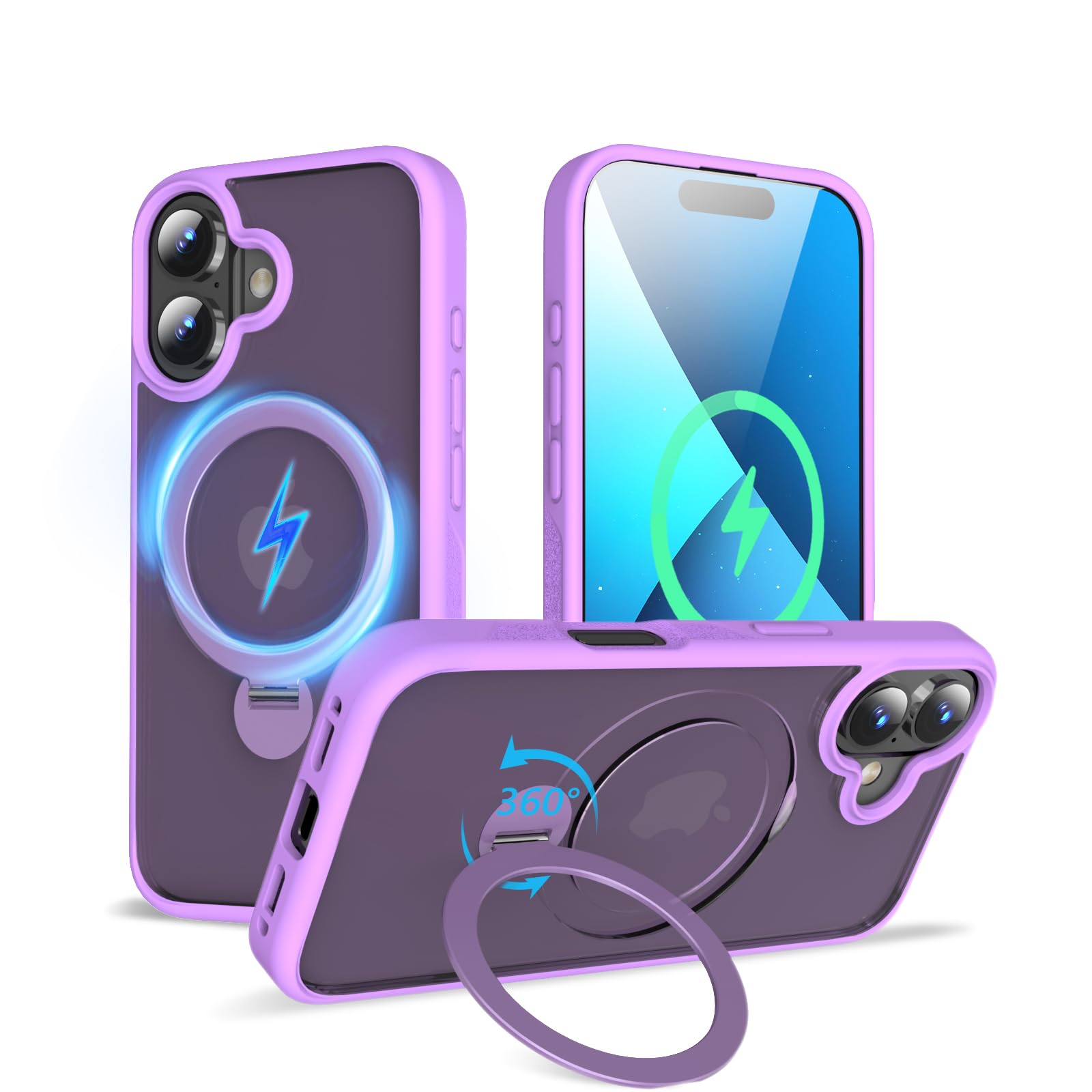 Capa De Telefone Taeliortech 2024 Para Iphone 16 6.1" Com Suporte Roxo Claro