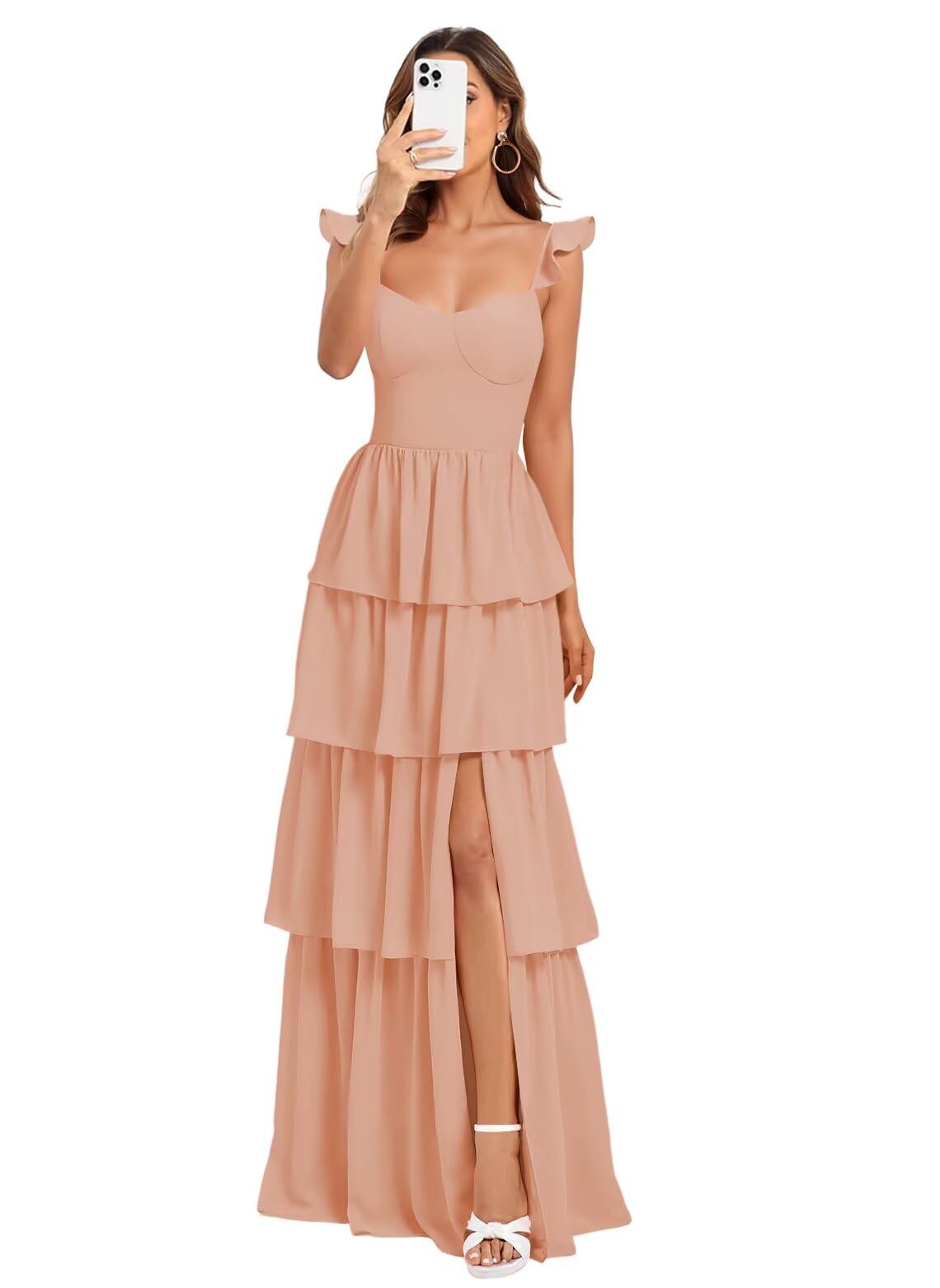 Vestido De Dama De Honra Dessiny Dusty Rose Spaghetti Straps A-line