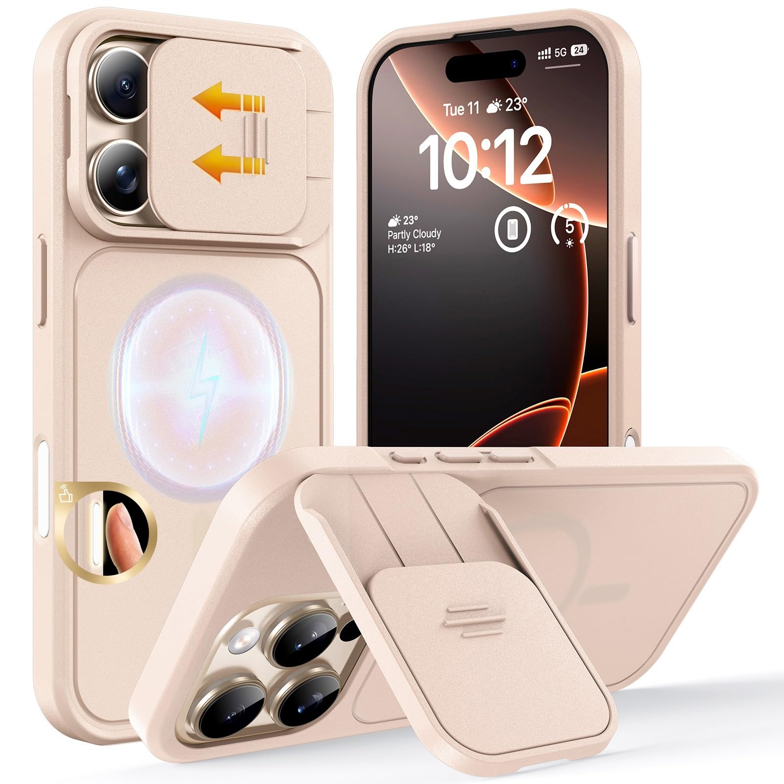 Capa De Telefone Tocol Para Iphone 16 Pro Com Capa De Câmera Deslizante