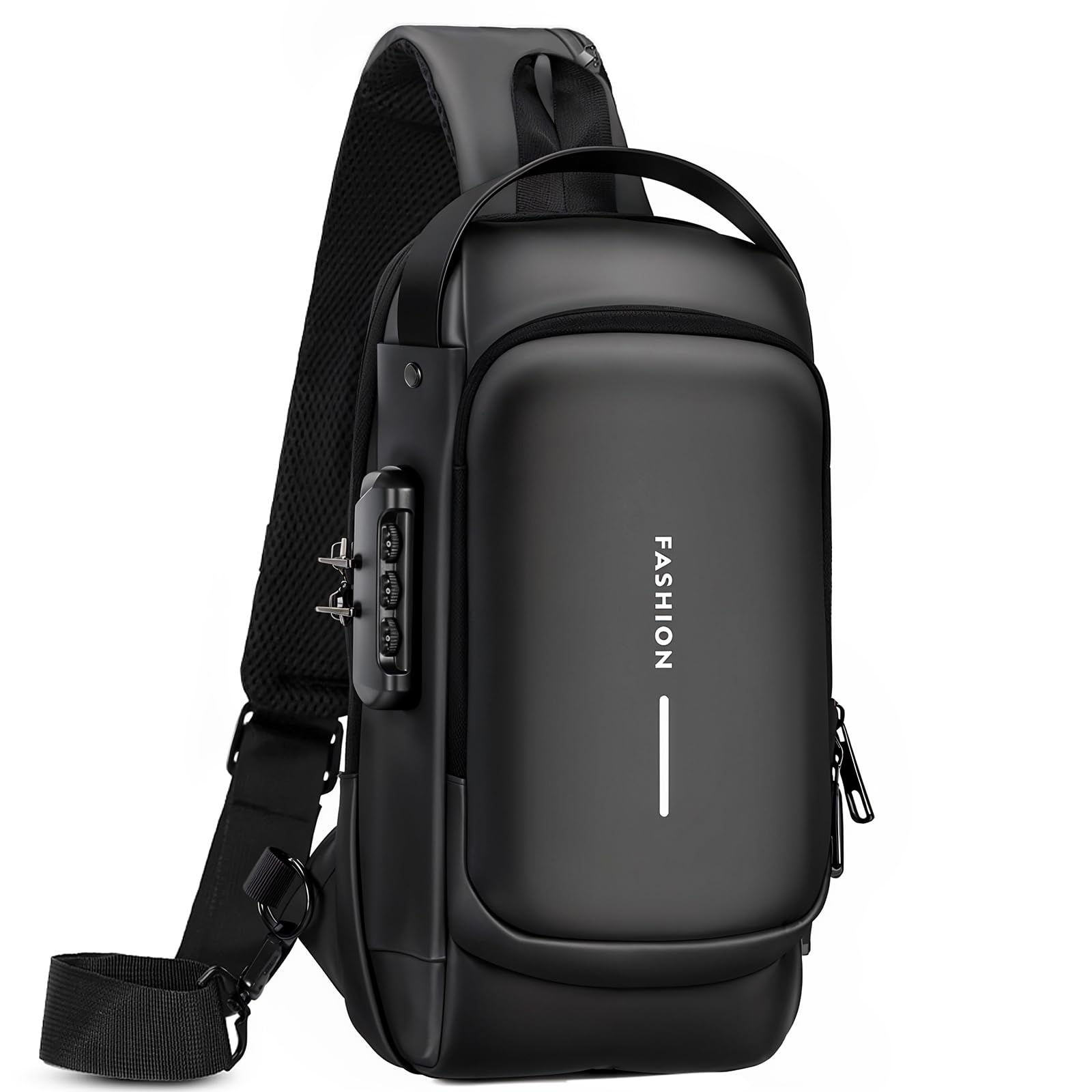 Sling Bag Rcrirth Anti Theft Crossbody Em Couro Pu Preto