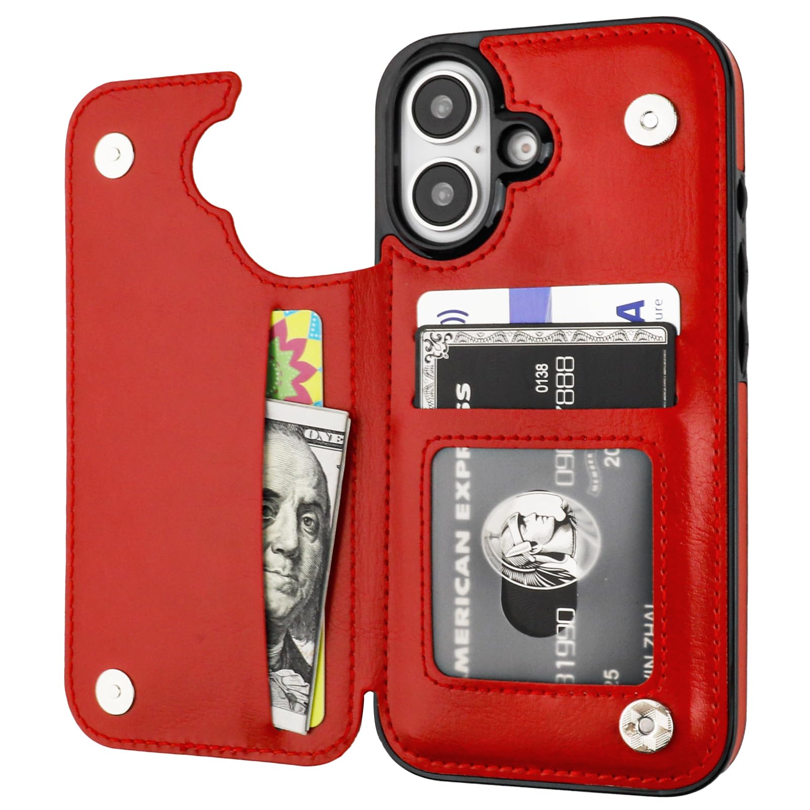 Capa Tipo Carteira Onetop Compatível Com Iphone 16 6.1" Vermelha