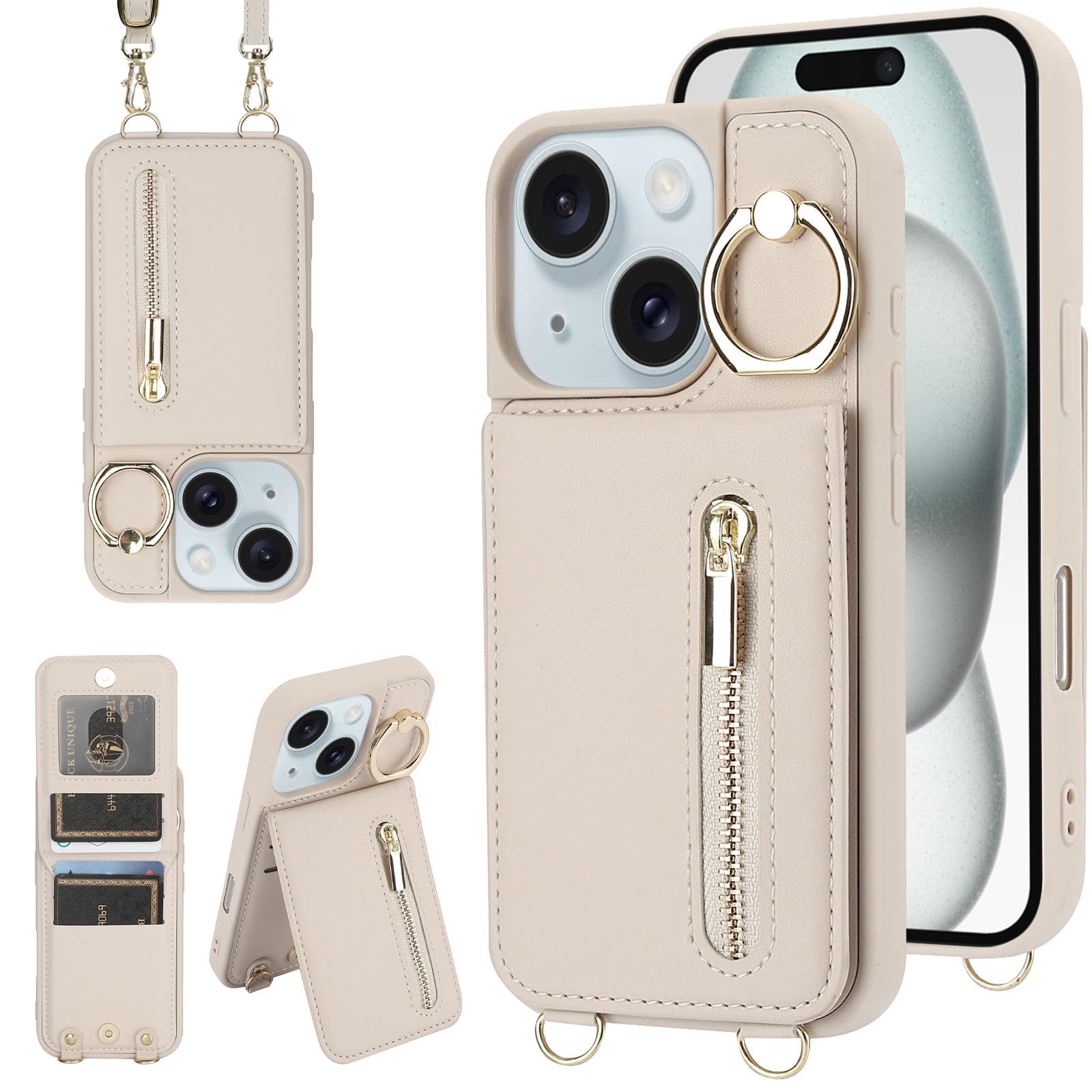 Capa Tipo Carteira Crossbody Jcxtrombulous Para Iphone 14 Plus/15 Plus