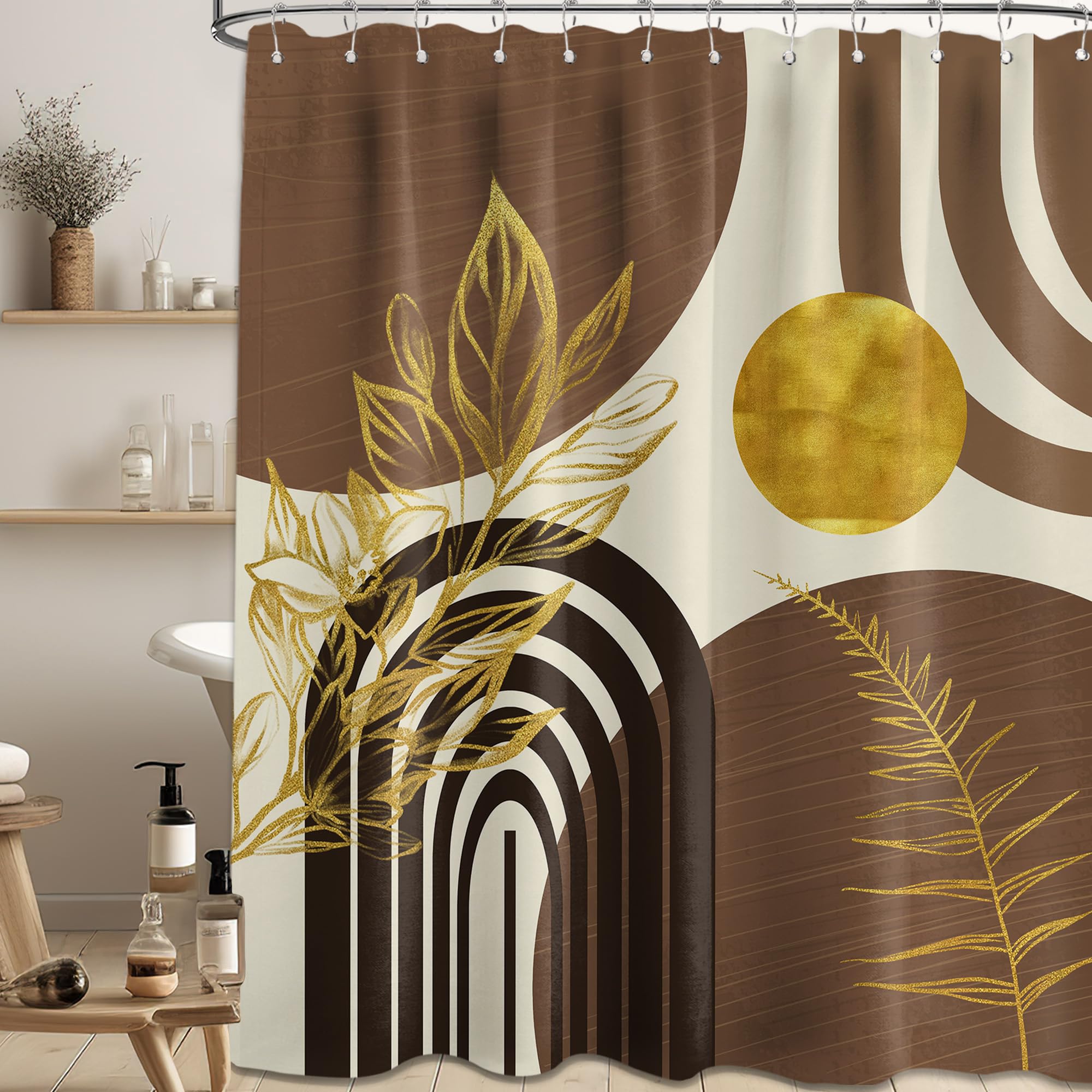 Cortina De Chuveiro Qghot Boho Mid Century Modern 180x210cm