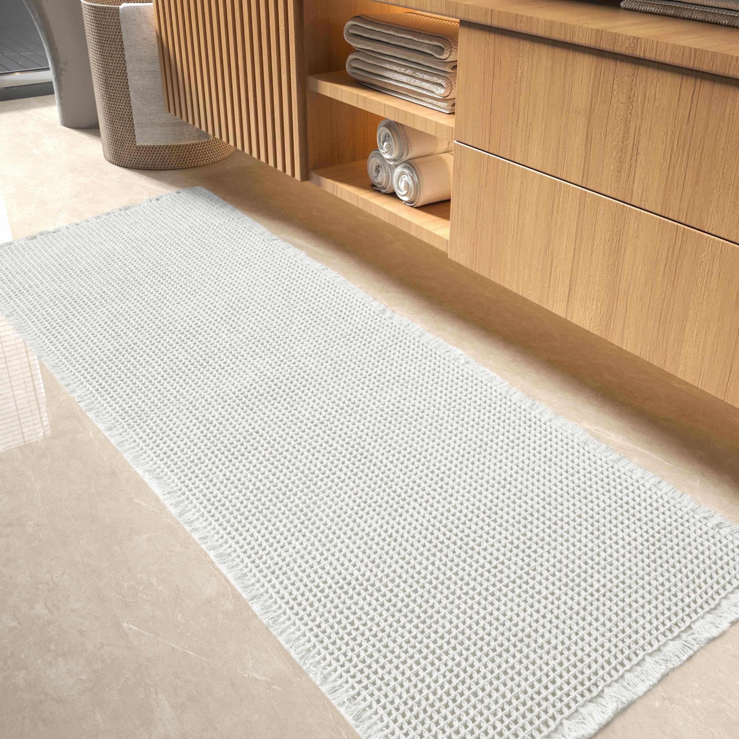 Tapete De Banho Runner Rug Tchdio Waffle Superabsorvente 24x72cm
