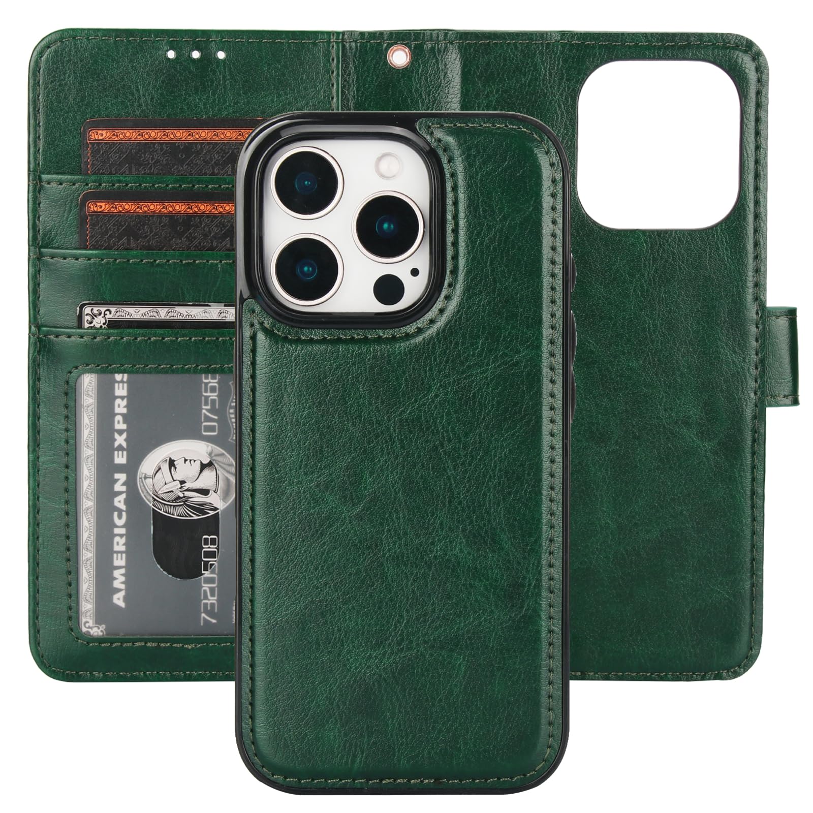 Capa Tipo Carteira Bocasal Removível Para Iphone 16 Pro 6,3" Verde