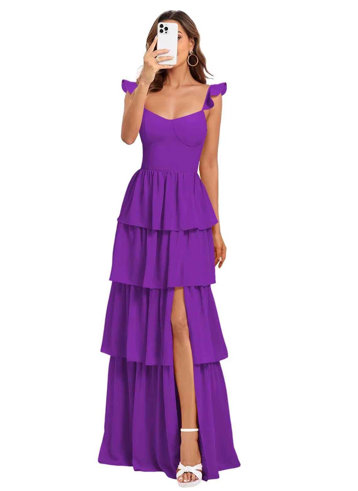Vestido De Dama De Honra Dessiny Purple Spaghetti Straps, Tamanho Máximo 26