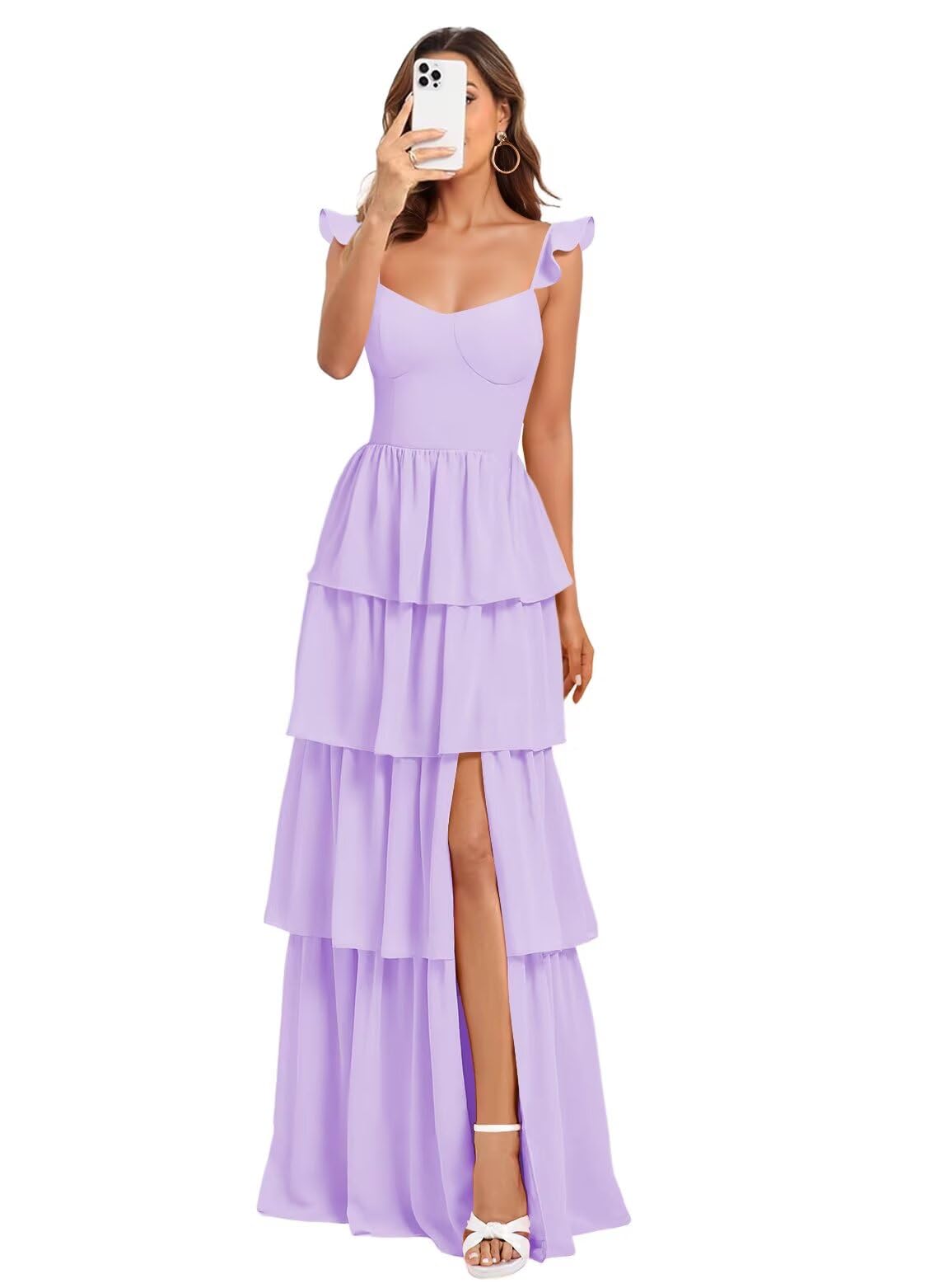 Vestido De Dama De Honra Dessiny Lilac Spaghetti Straps Maxi Plus Size