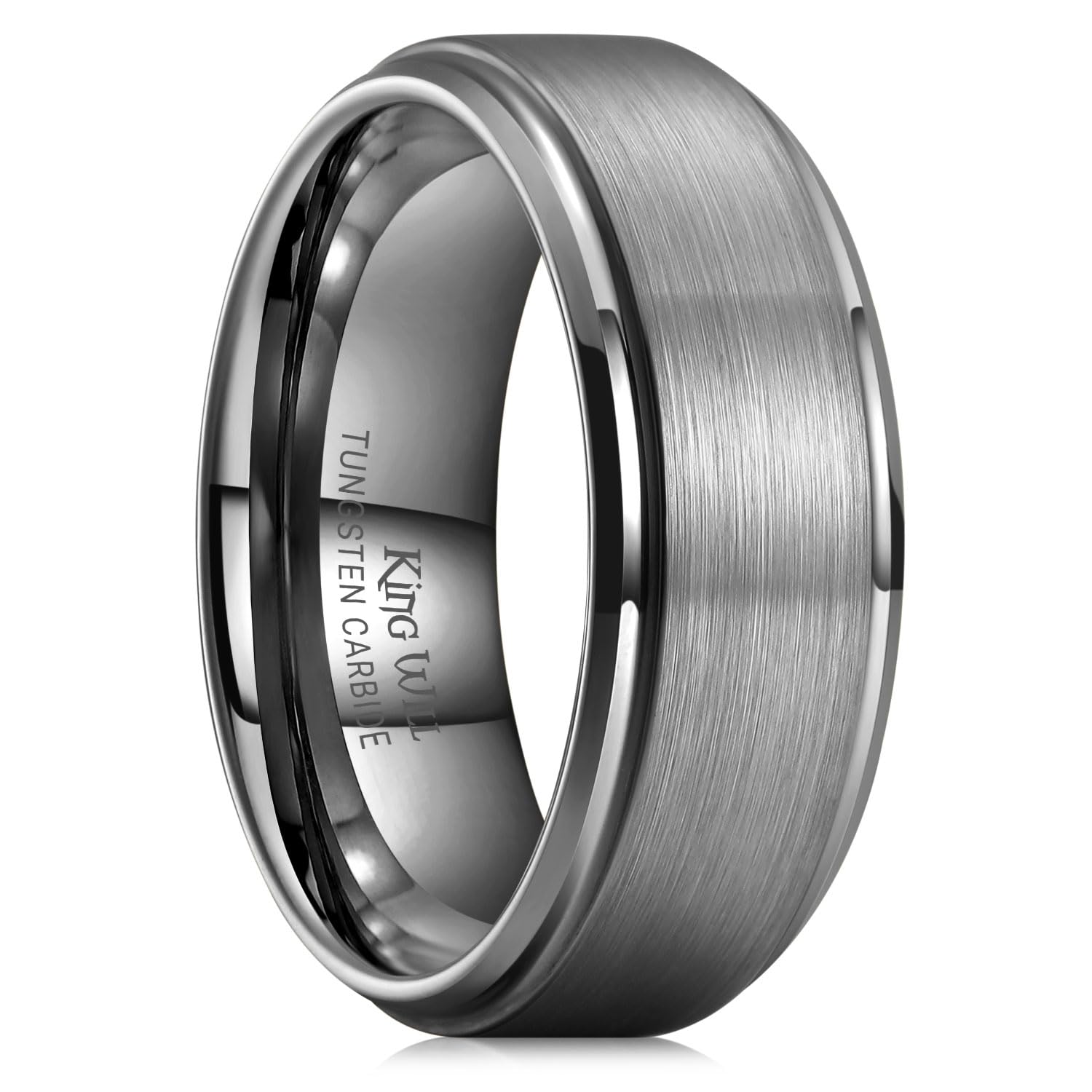 Aliança De Casamento King Will Em Carboneto De Tungstênio 8mm Gunmetal Grey