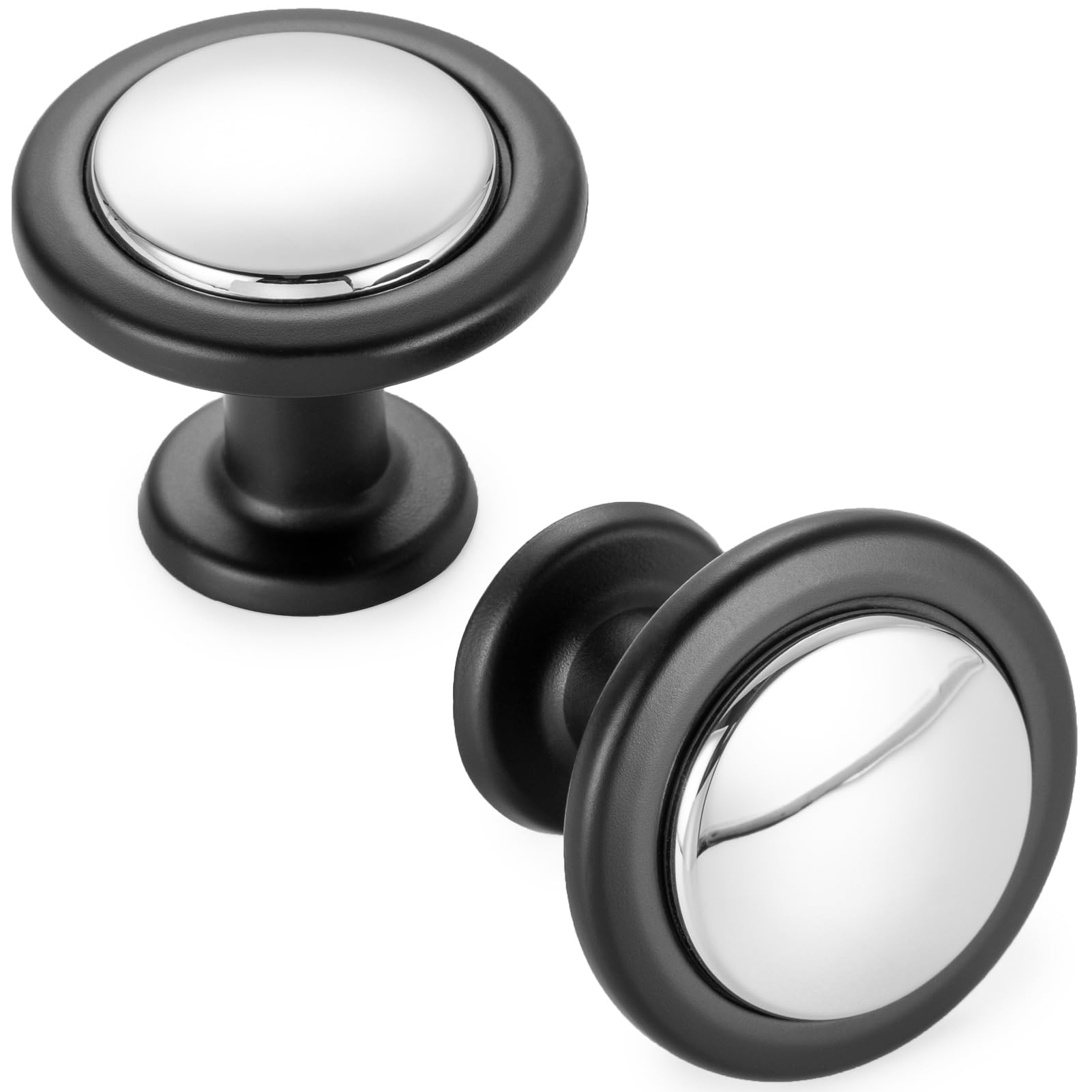 Knobs De Gabinete Koofizo Chrome/black Polished Chrome, Pacote Com 10
