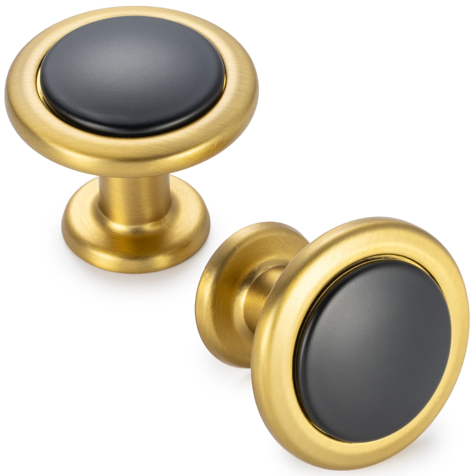Knobs De Gabinete Koofizo Preto E Dourado 31 Mm, Pacote Com 10