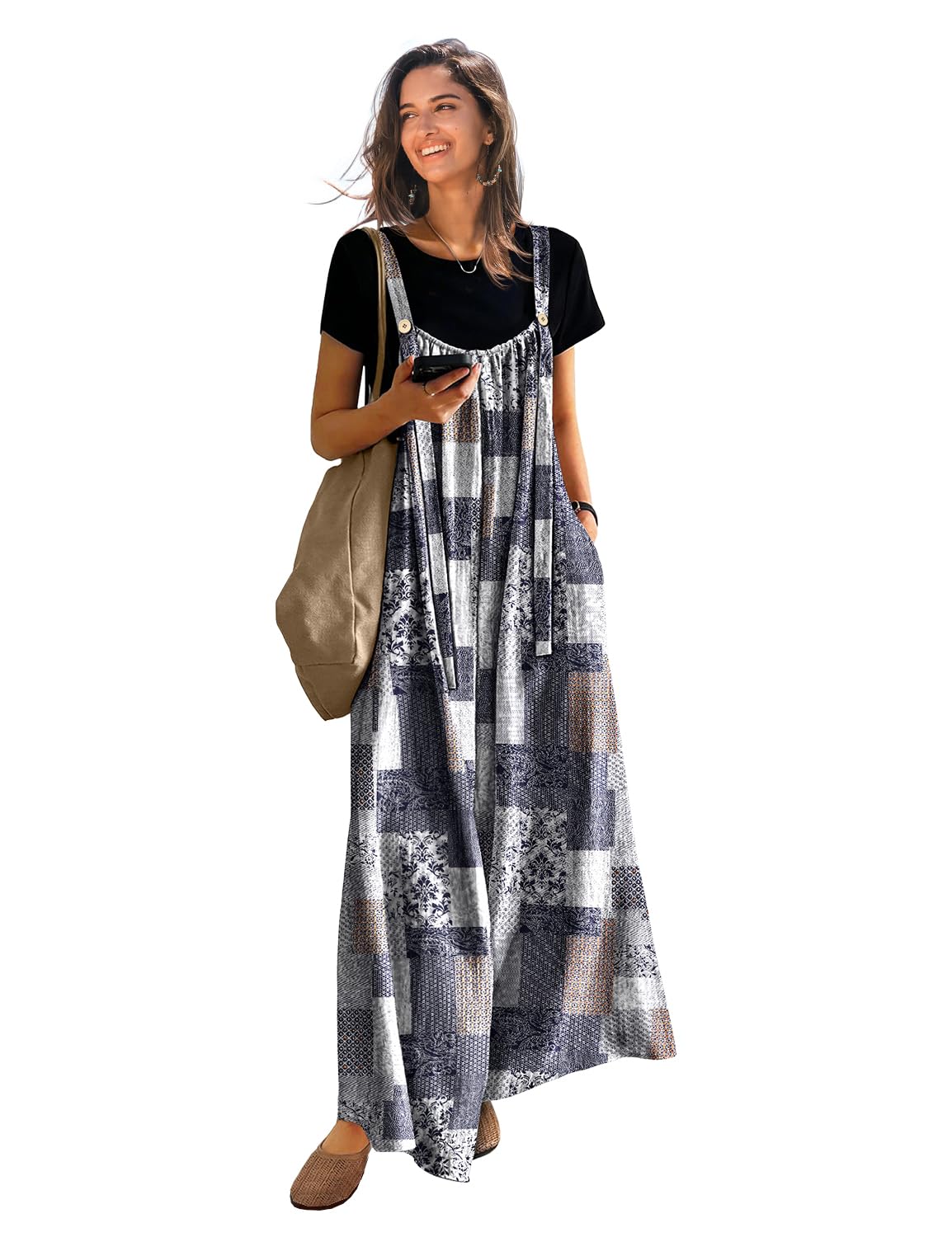 Macacões Yesno Casual Wide Leg Boho Floral Para Mulheres