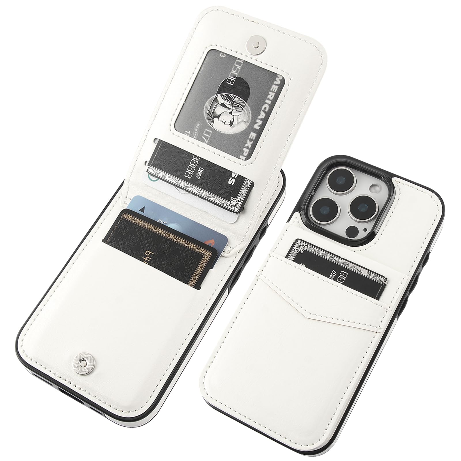 Capa Tipo Carteira Compatível Com Iphone 16 Pro Kihuwey Branca