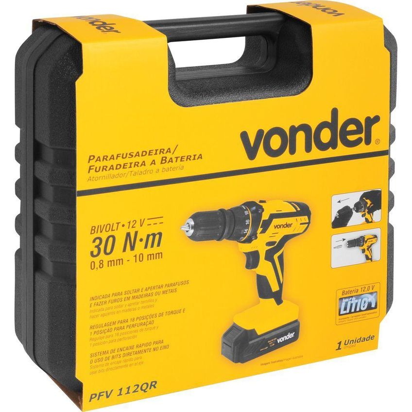 Parafusadeira Furadeira À Bateria Vonder 12v Pfv112qr Biv - imagem 3