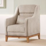 Poltrona Encosto Alto Linho Áquila 101x71cm Bege