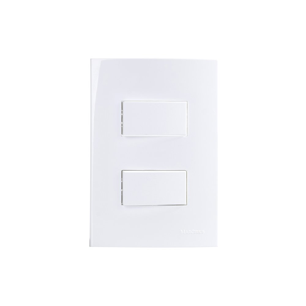 Interruptor Simples E Interruptor Paralelo Margirius Sleek 10a Com Placa 4x2 Branco