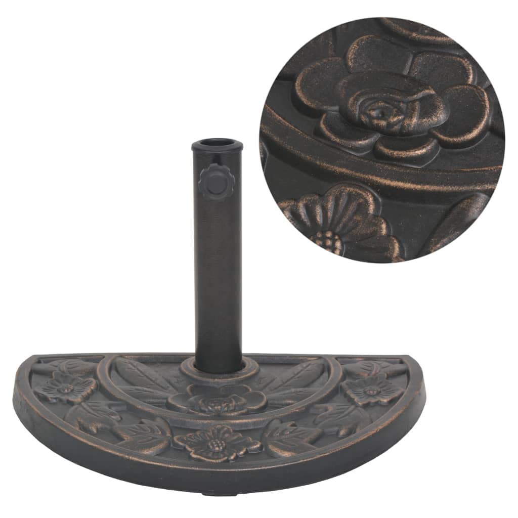 Base De Guarda-sol Vidaxl Half Round 19,8 Libras Com Acabamento Em Bronze