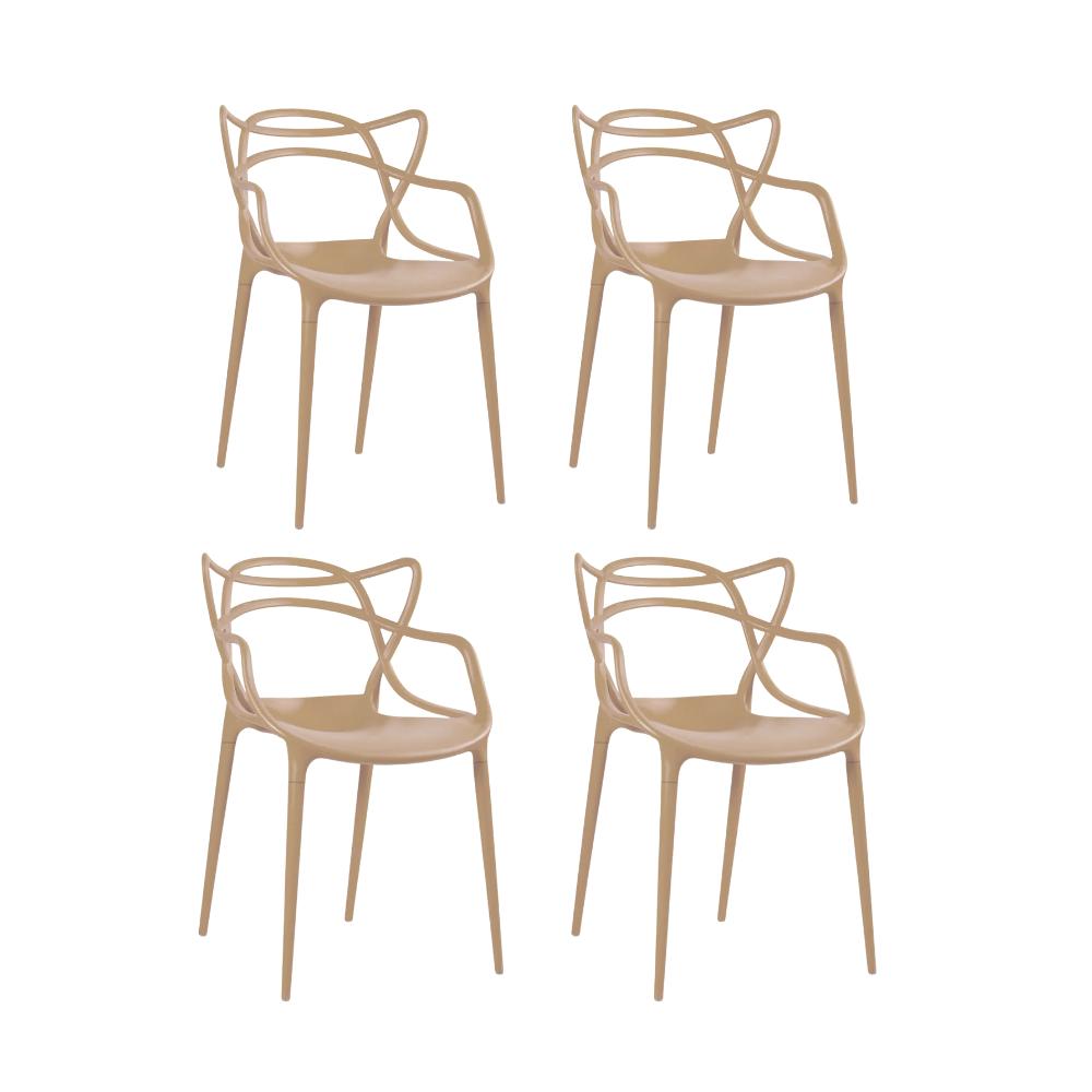 Kit 4 Cadeiras Masters Allegra Com Assento Removível Nude