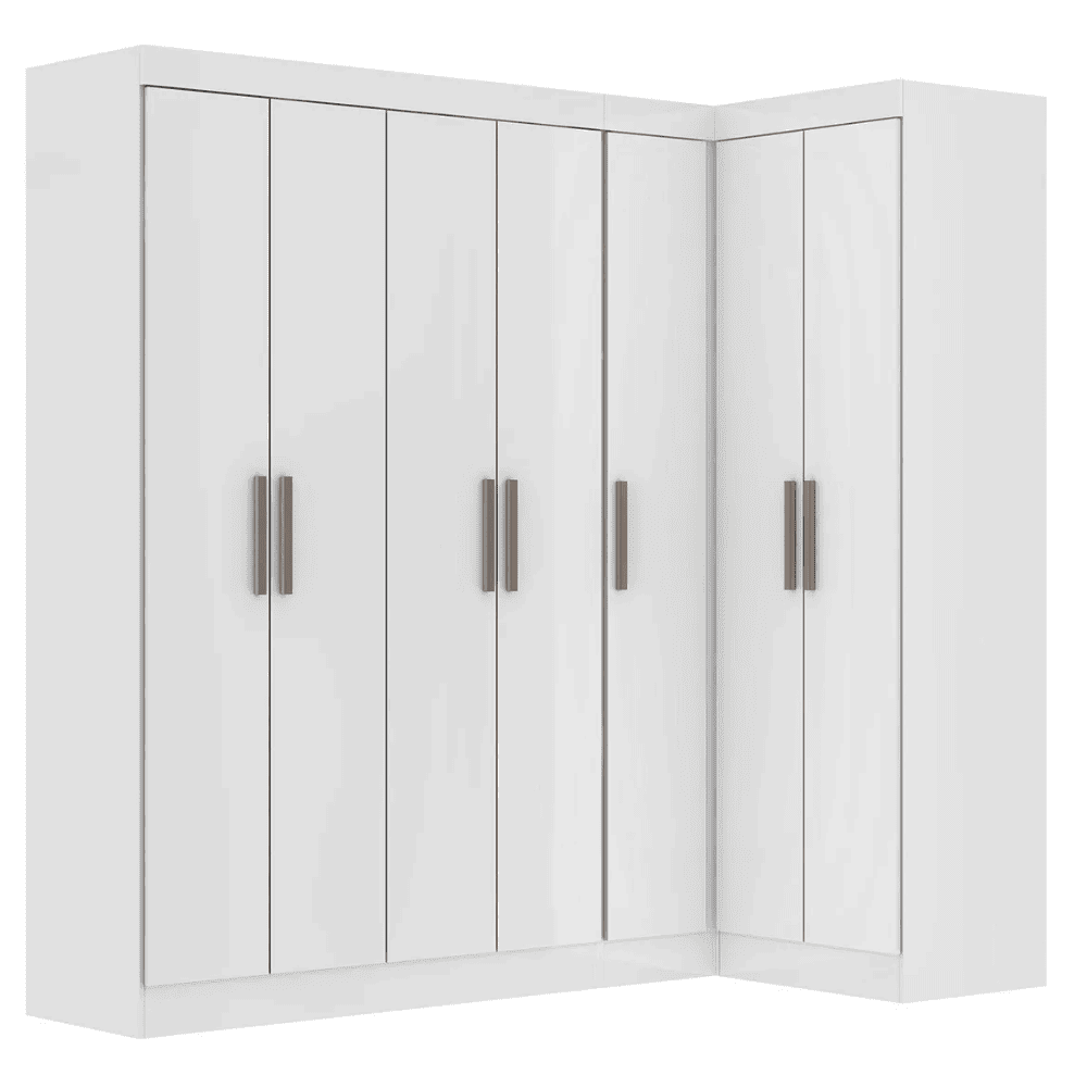 Guarda Roupas Modulado De Canto Madrid Com 7 Portas Branco Maxel