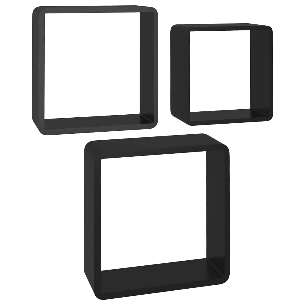 Conjunto De Prateleiras Wall Cube Vidaxl Black Durable Mdf (3 Prateleiras)