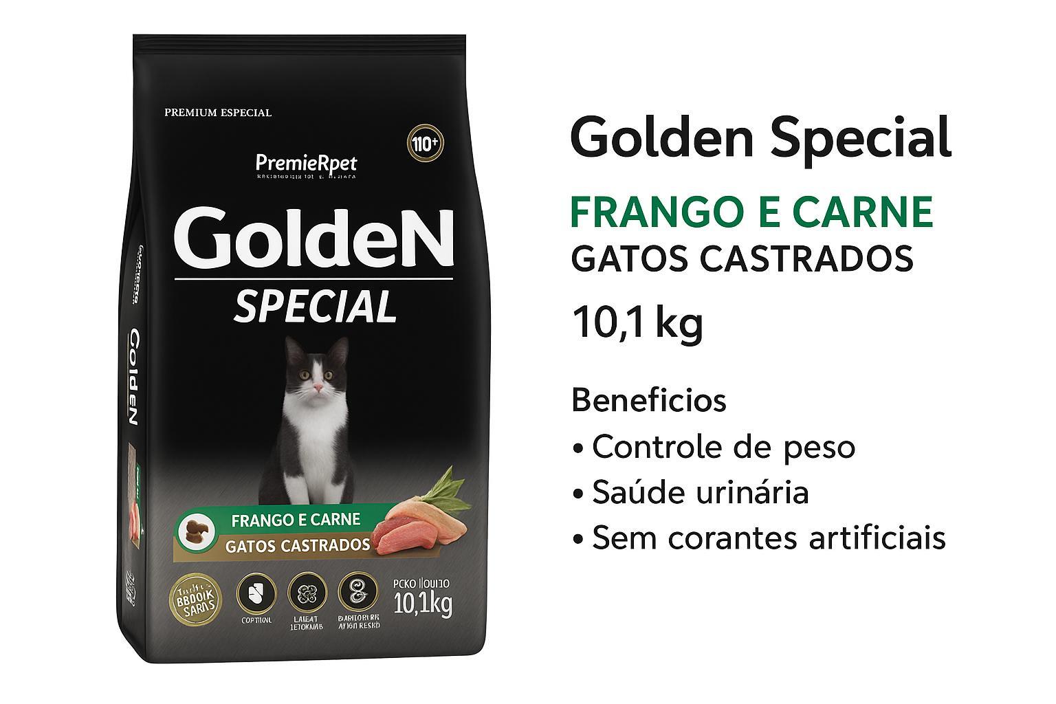 Melhor Ração Golden Gatos Castrados 10,1kg Premium Especial - Carrefour