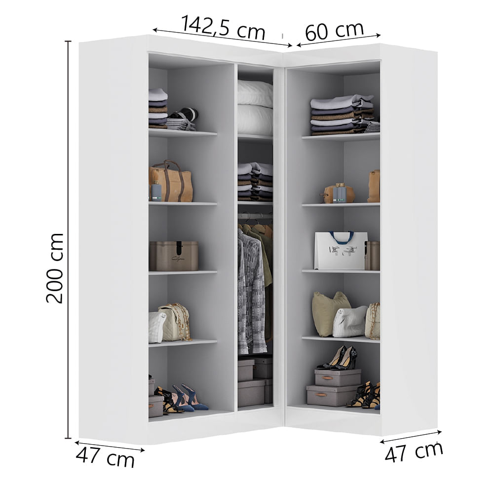 Quarto Modulado De Canto Madrid Com 5 Portas Maxel
