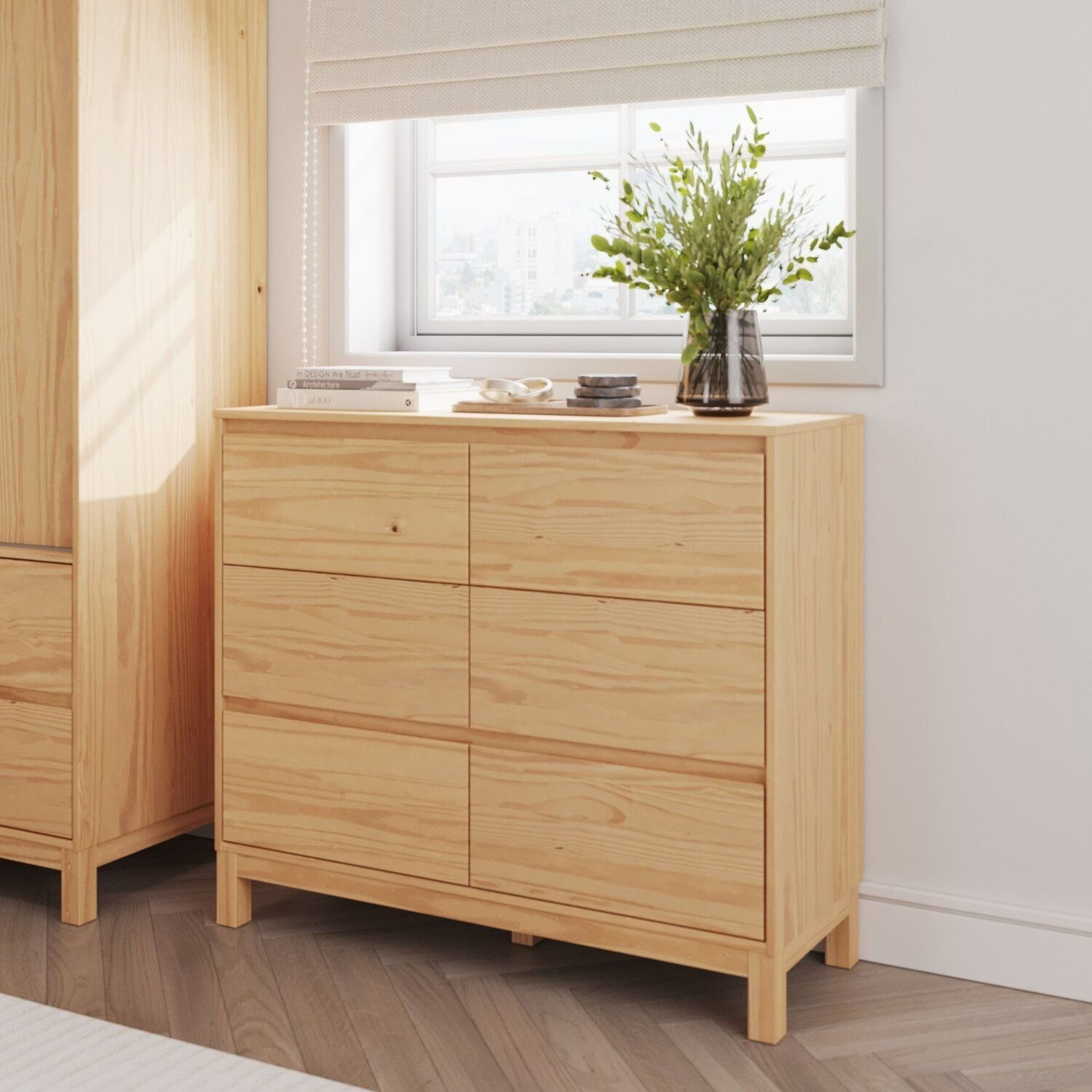 Cômoda 6 Gavetas 120cm X 103,3cm Square Natural Pine