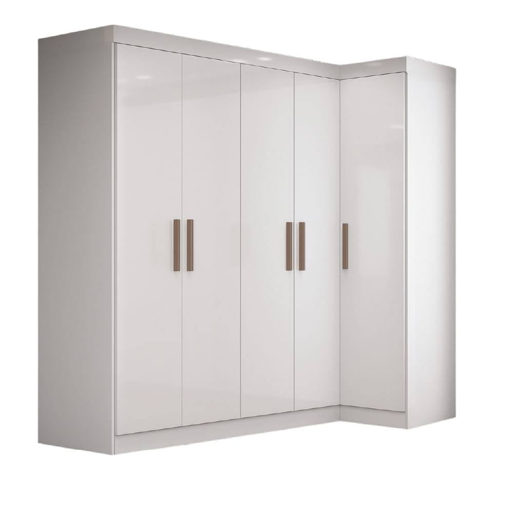 Quarto Modulado De Canto Madrid Com 5 Portas E 2 Gavetas Maxel