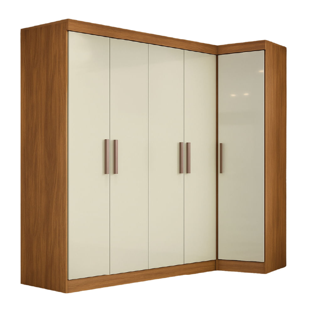 Quarto Modulado De Canto Madrid Com 5 Portas E 2 Gavetas Maxel