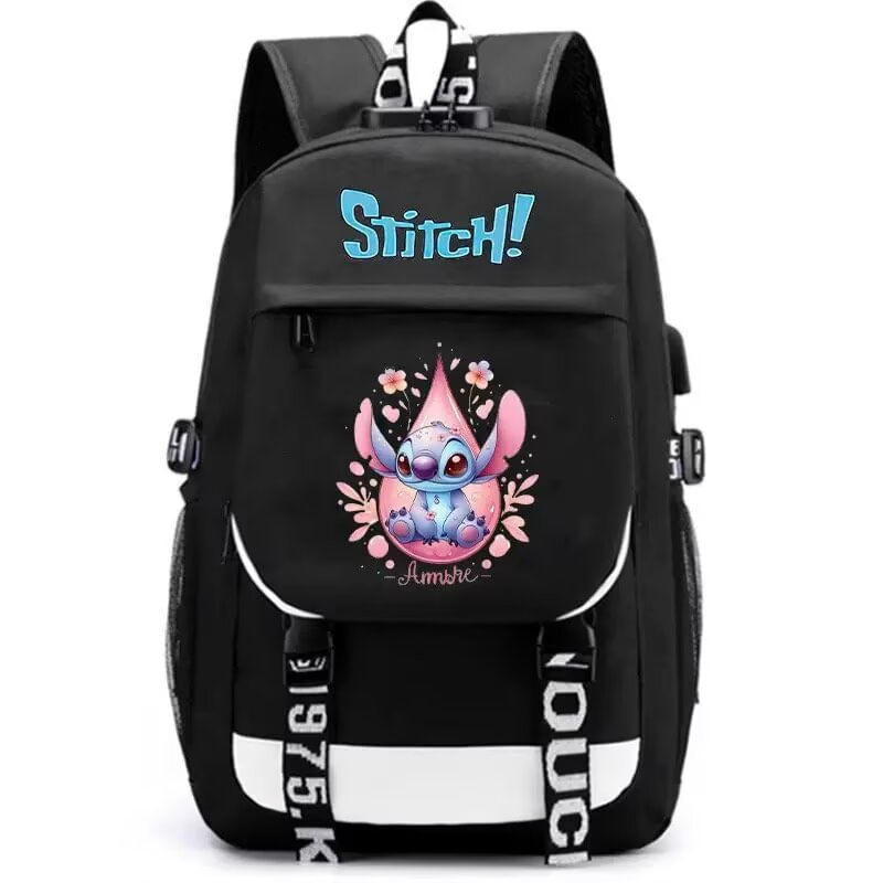 Mochila Sanmu Leisure Creative Pattern Anime Stitch Flower