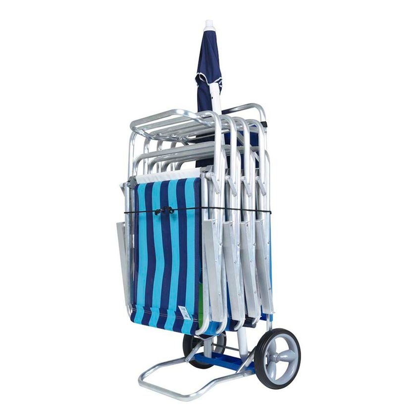 Carrinho De Praia Mesa Cadeiras Guarda-sol 15 Kg Mor Cor:azul - imagem 4
