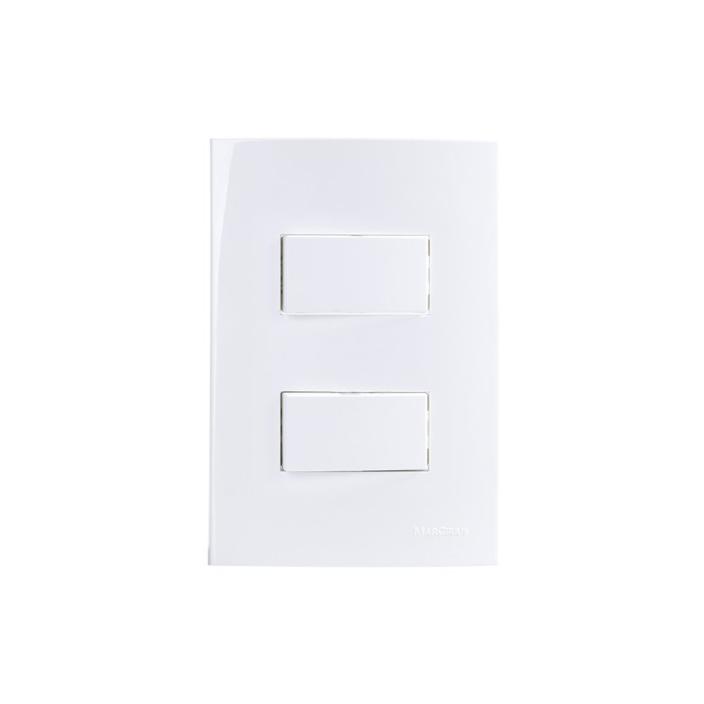 Interruptor Simples Duplo Margirius Sleek 10a Com Placa 4x2 Branco