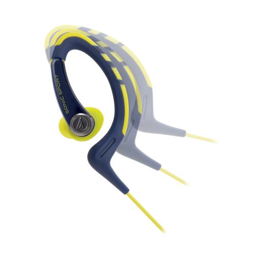 Fone de Ouvido Intra-auricular Com Microfone Esportivo Azul e Amarelo Audio Technica Ath-sport1isny