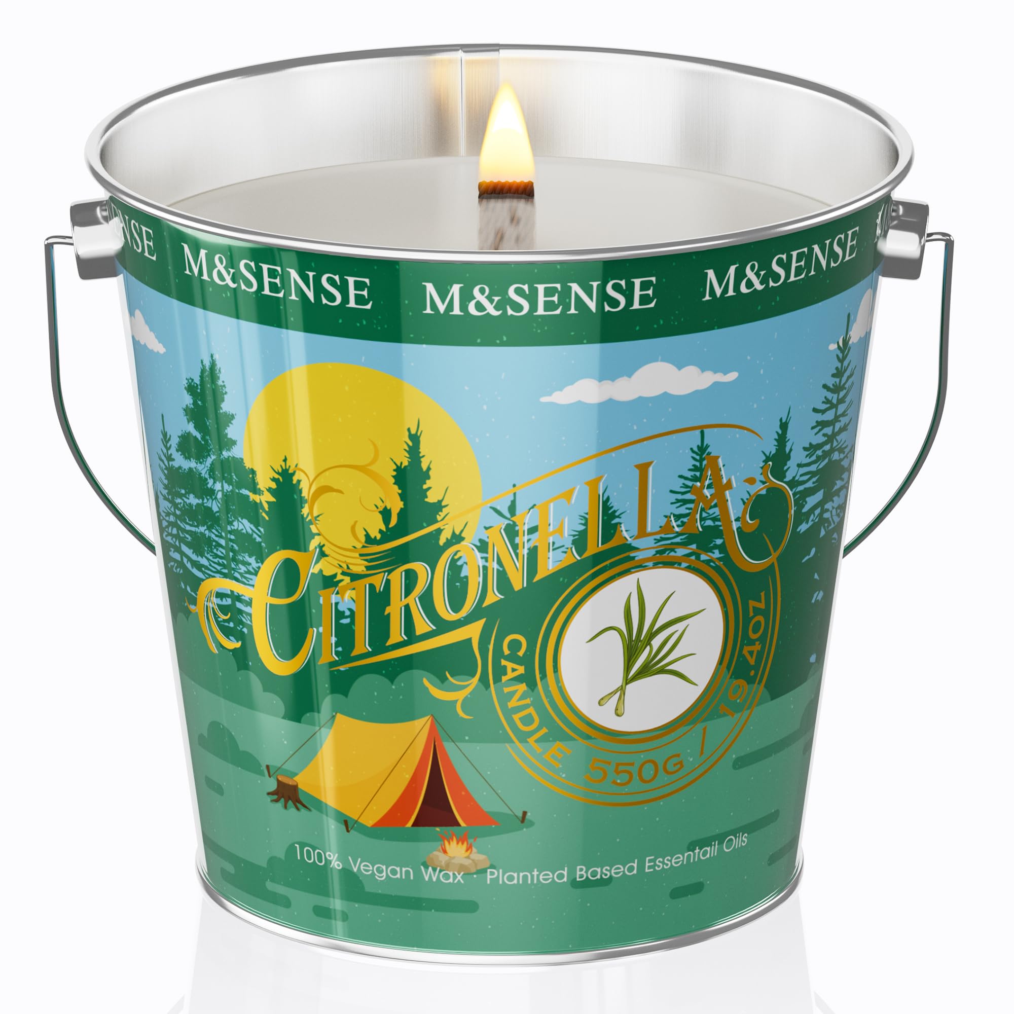 Vela De Citronela M&amp;sense 575ml De Óleo Natural 110h De Tempo De Queima