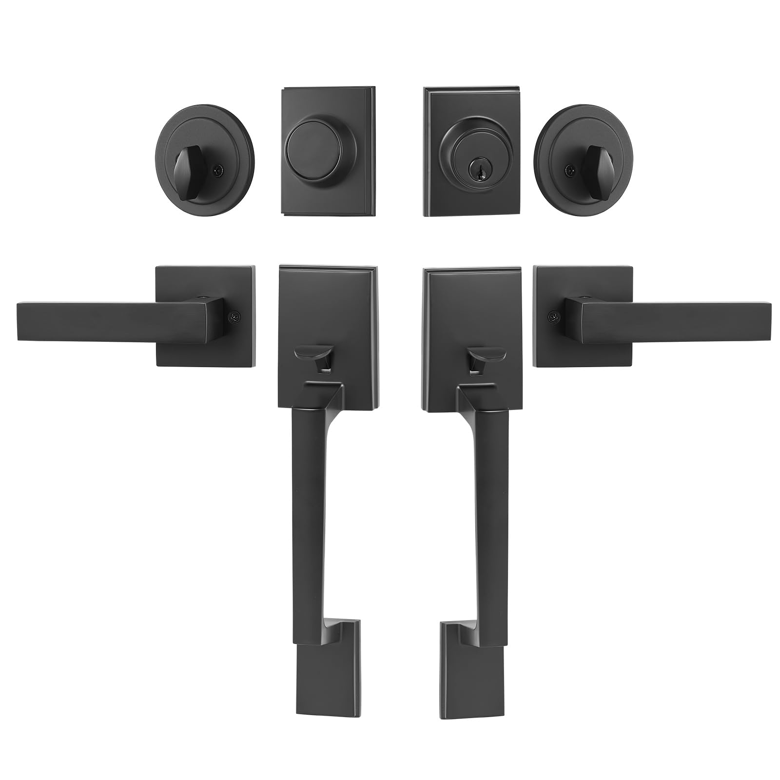 Conjunto De Maçanetas Vevor Matte Black Square Double Door Lock