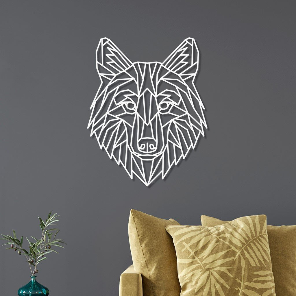 Escultura de Parede em MDF Lobo Geométrico