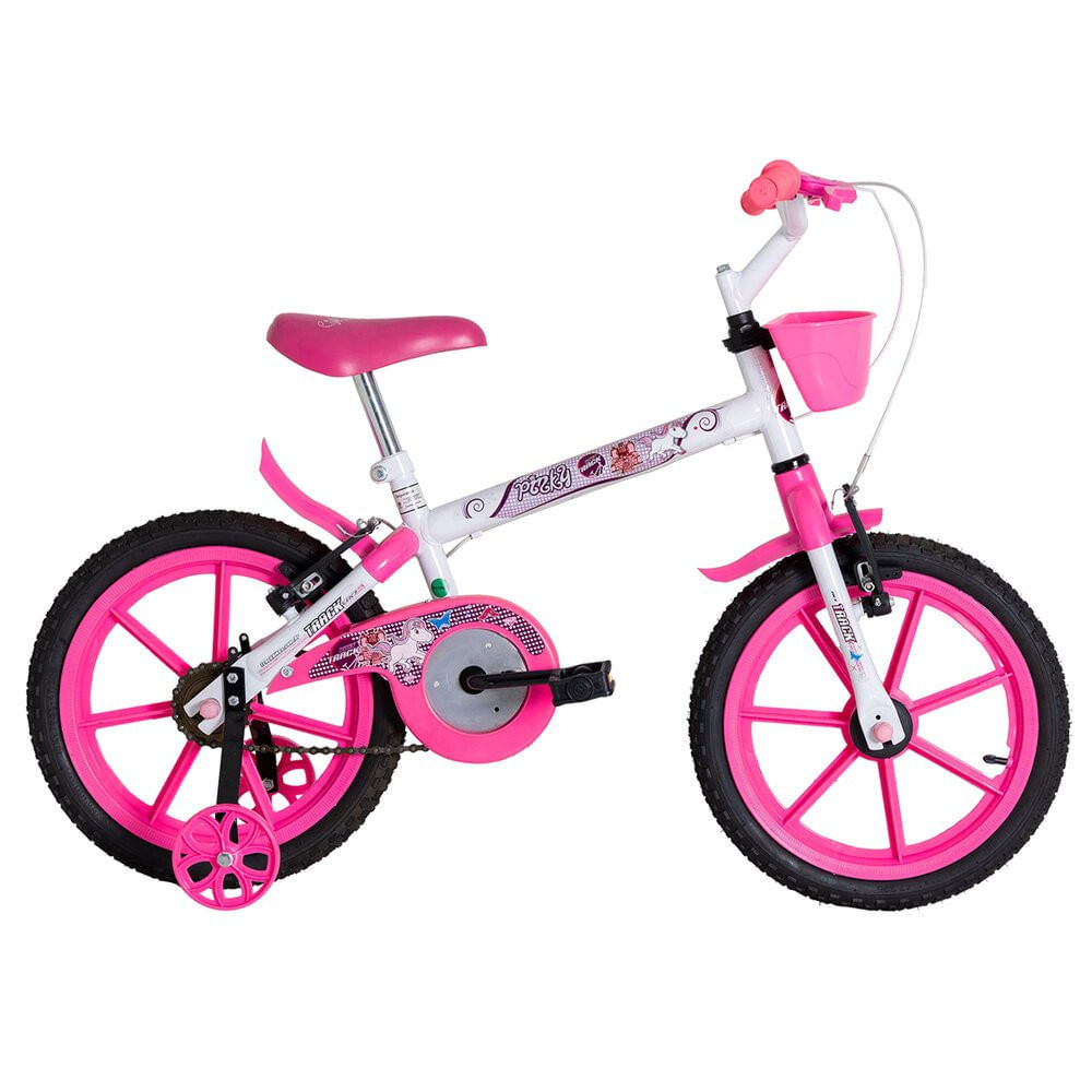 Bicicleta Pinky Wr Aro 16 Quadro 10 Polegadas Rodinhas Laterais Track Bikes