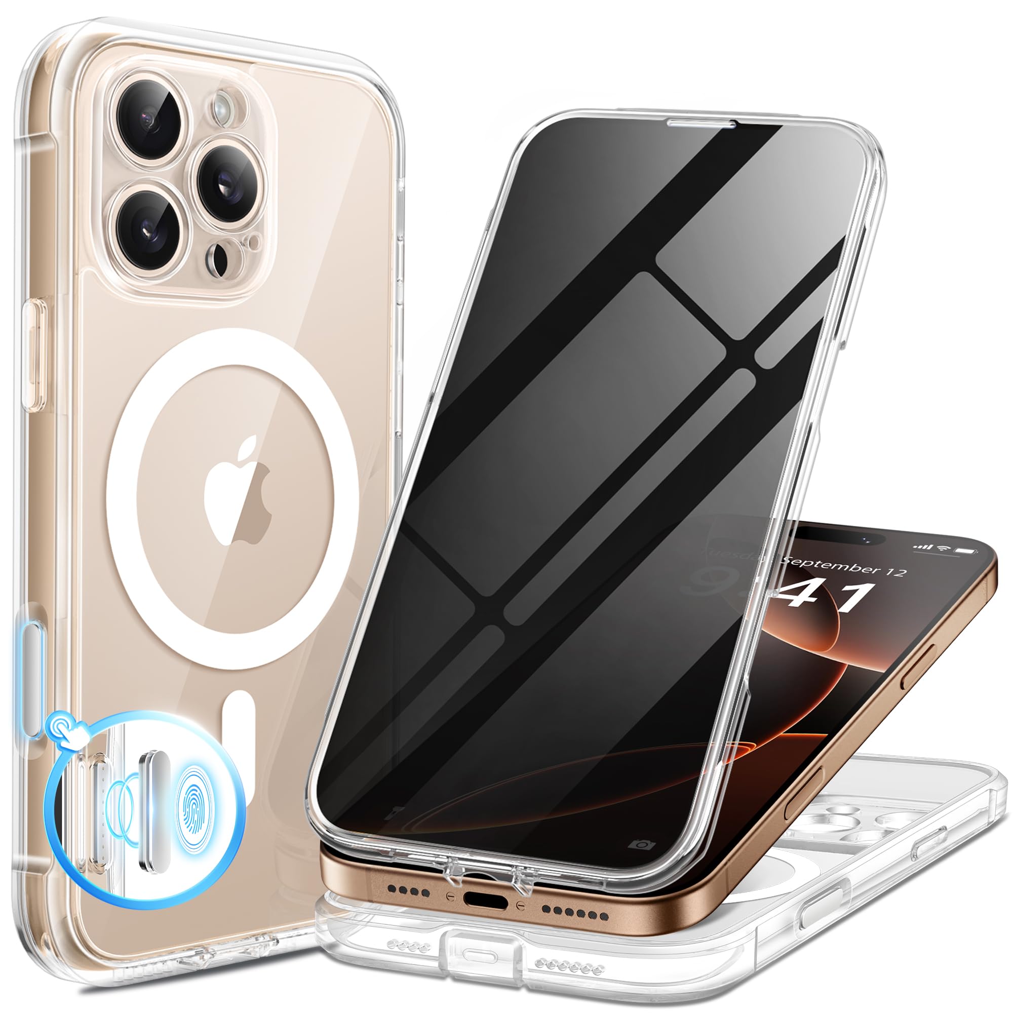 Capa De Telefone Berfy Magnetic Para Iphone 16 Pro 6.3 Com Privacidade