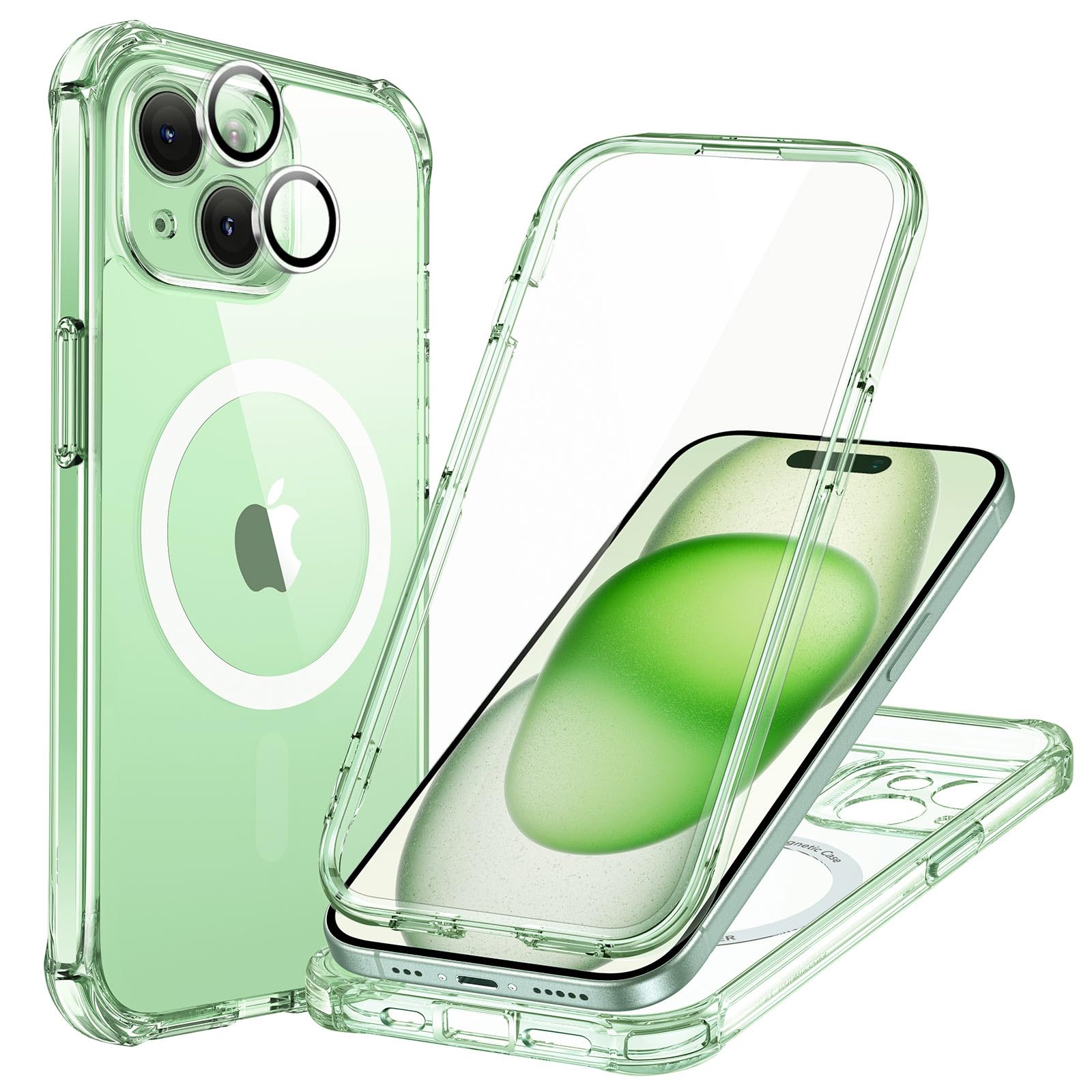 Capa De Telefone Magnética Esr Para Iphone 15 Com Vidro Temperado Transparente