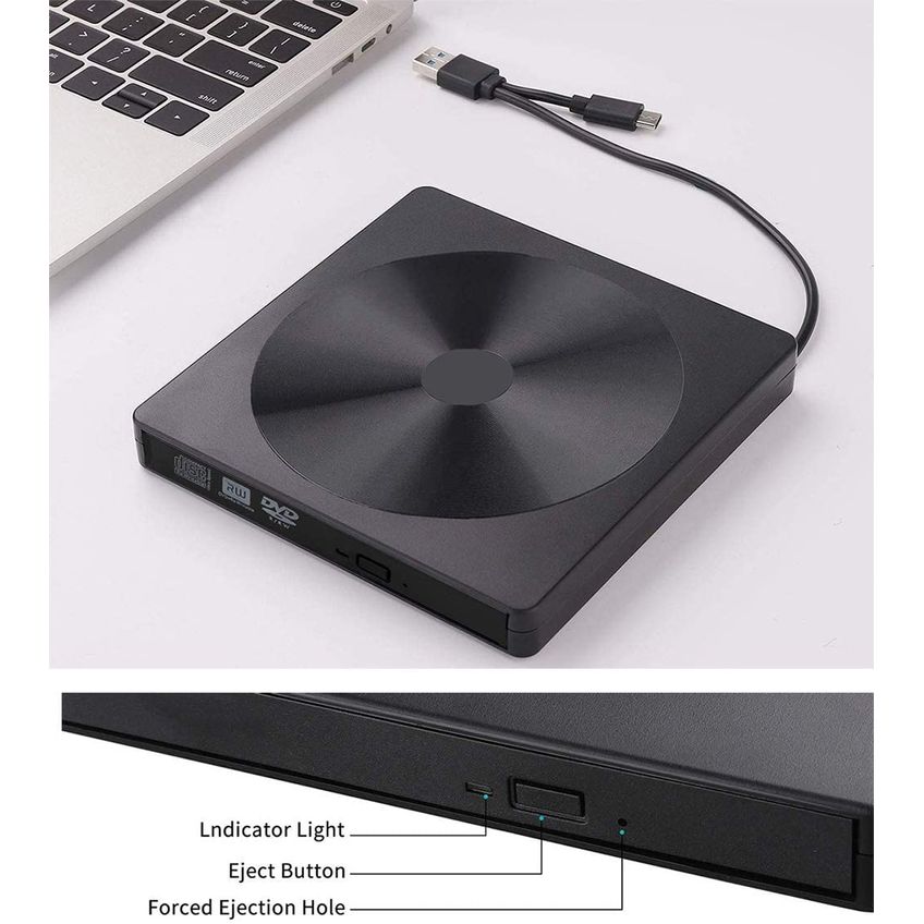 Gravador E Leitor Cd Dvd 5gbps Usb 3.0 Tipo C P/ Pc Notebook Ultrabook Mac - Drive Optico Externo Slim Original Preto - imagem 4