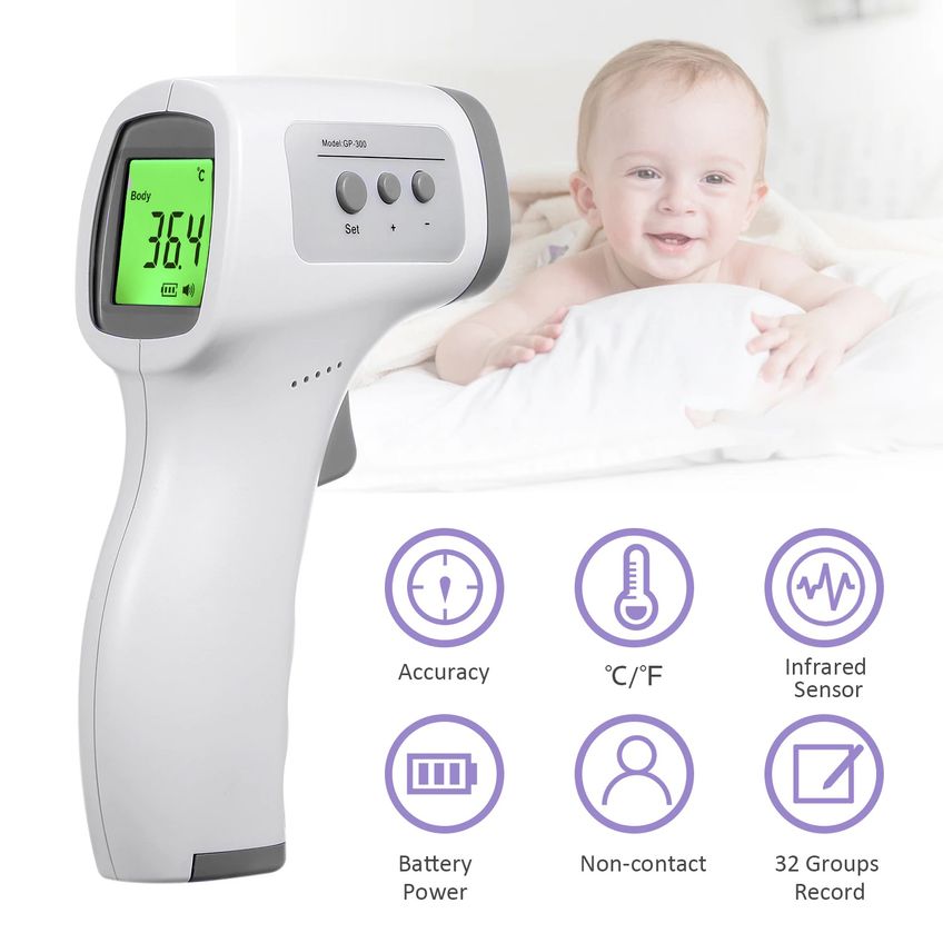 Termômetro Infravermelho Digital Laser De Testa Sem Contato Para Superfícies E Corpo Bebe Adultos Idosos Mede A Febre - imagem 3