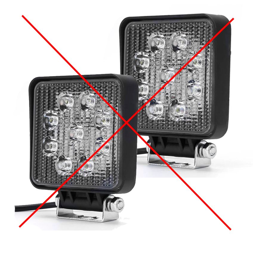 Farol De Milha 9 Leds 27w Led Quadrado Universal Branco Frio Carro Moto Off Road Trator Caminhao Onibus Suv Trilhas - imagem 3