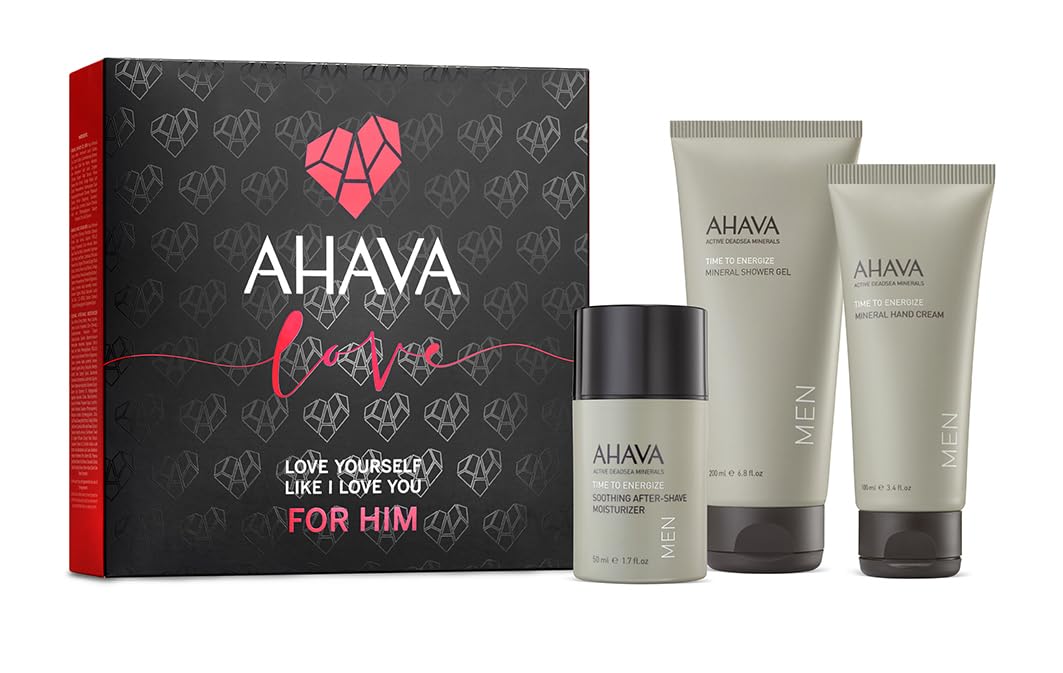 Kit Ahava For Him Com Gel De Banho Mineral 200 Ml, Creme Para As Mãos 100 Ml E Hidratante Pós-barba 50 Ml