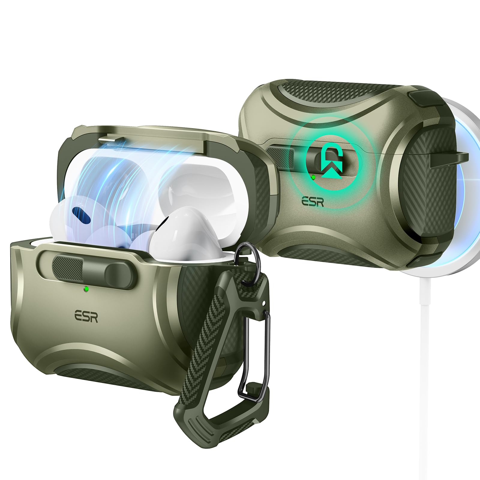 Capa Para Airpods Pro Esr Cyber Series Army Green