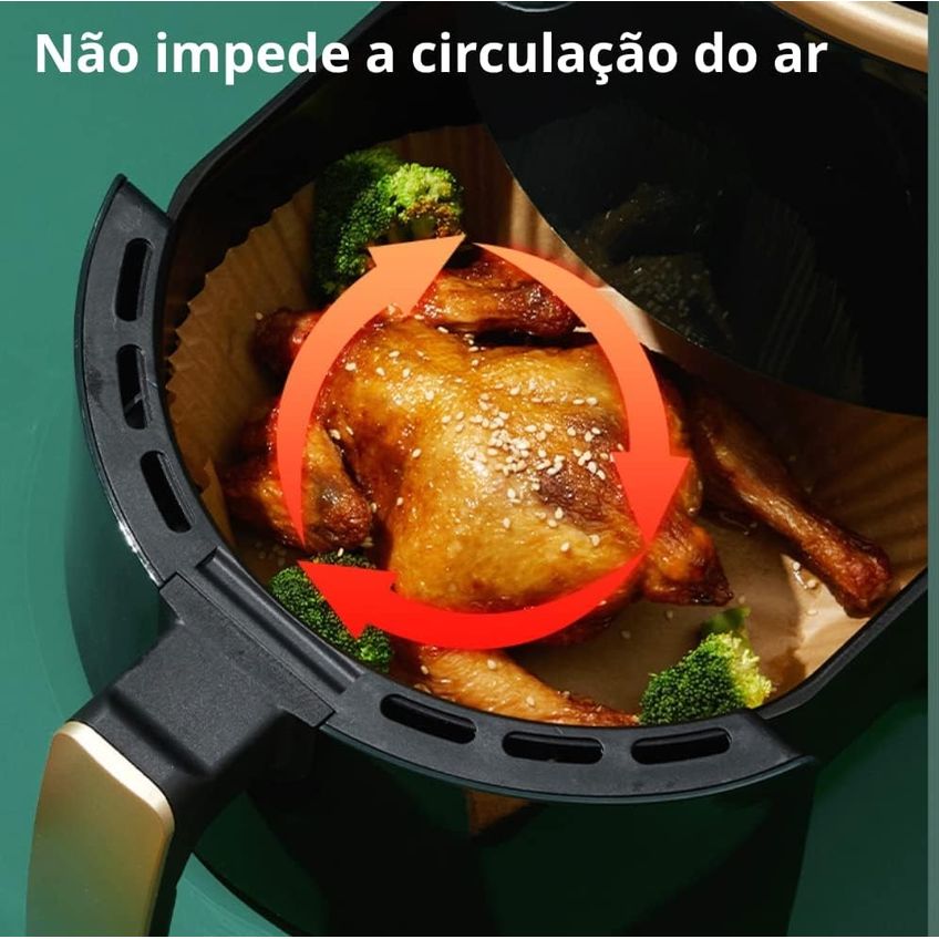 Kit 50 Unidade De Papel Descartável Antiaderente Forro Pra Air Fryer Forno Microondas Fritadeira Panela Anti Oleo E Agua - imagem 3